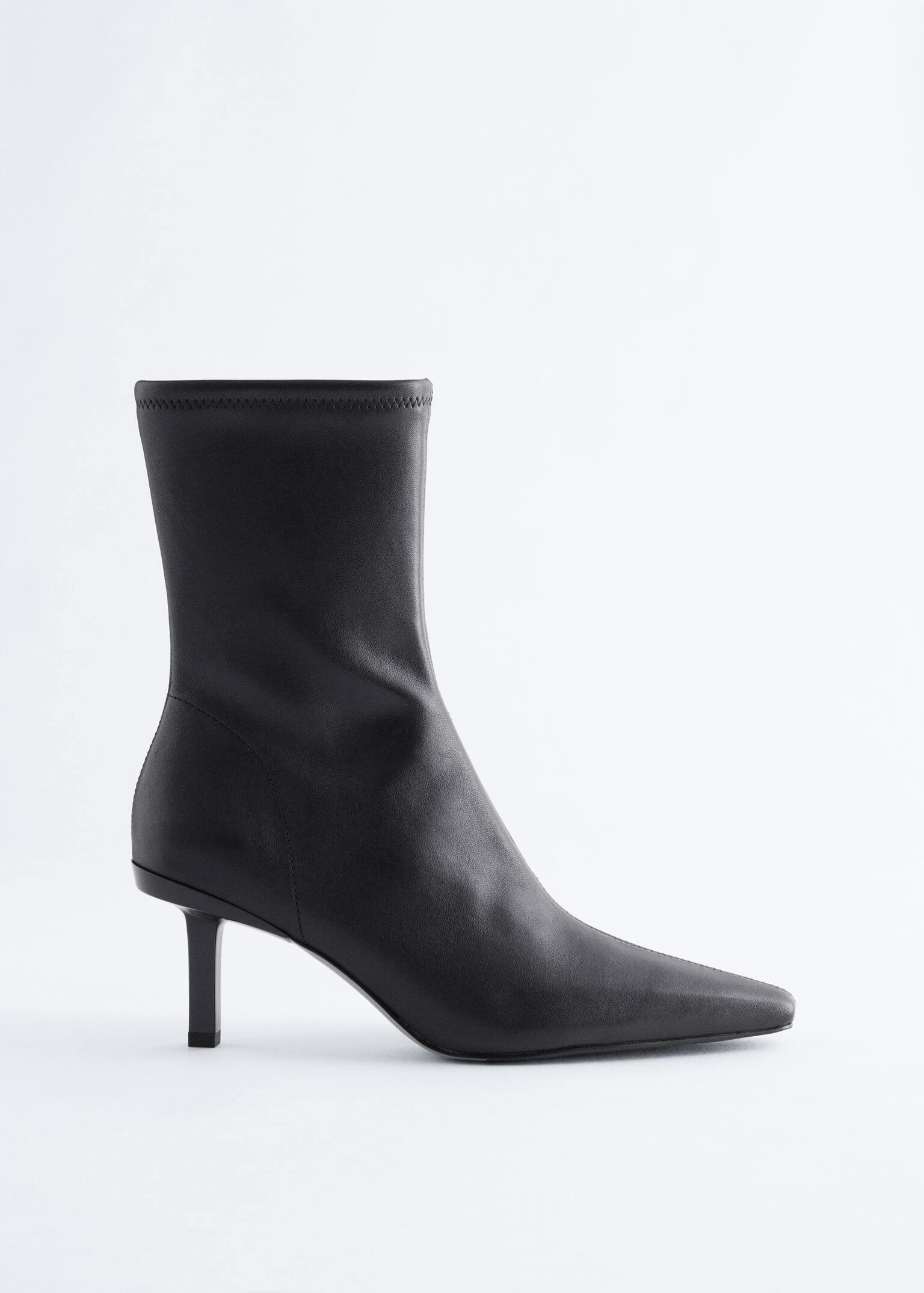 Bottines en cuir extensible - Cuir noir/Bordeaux
