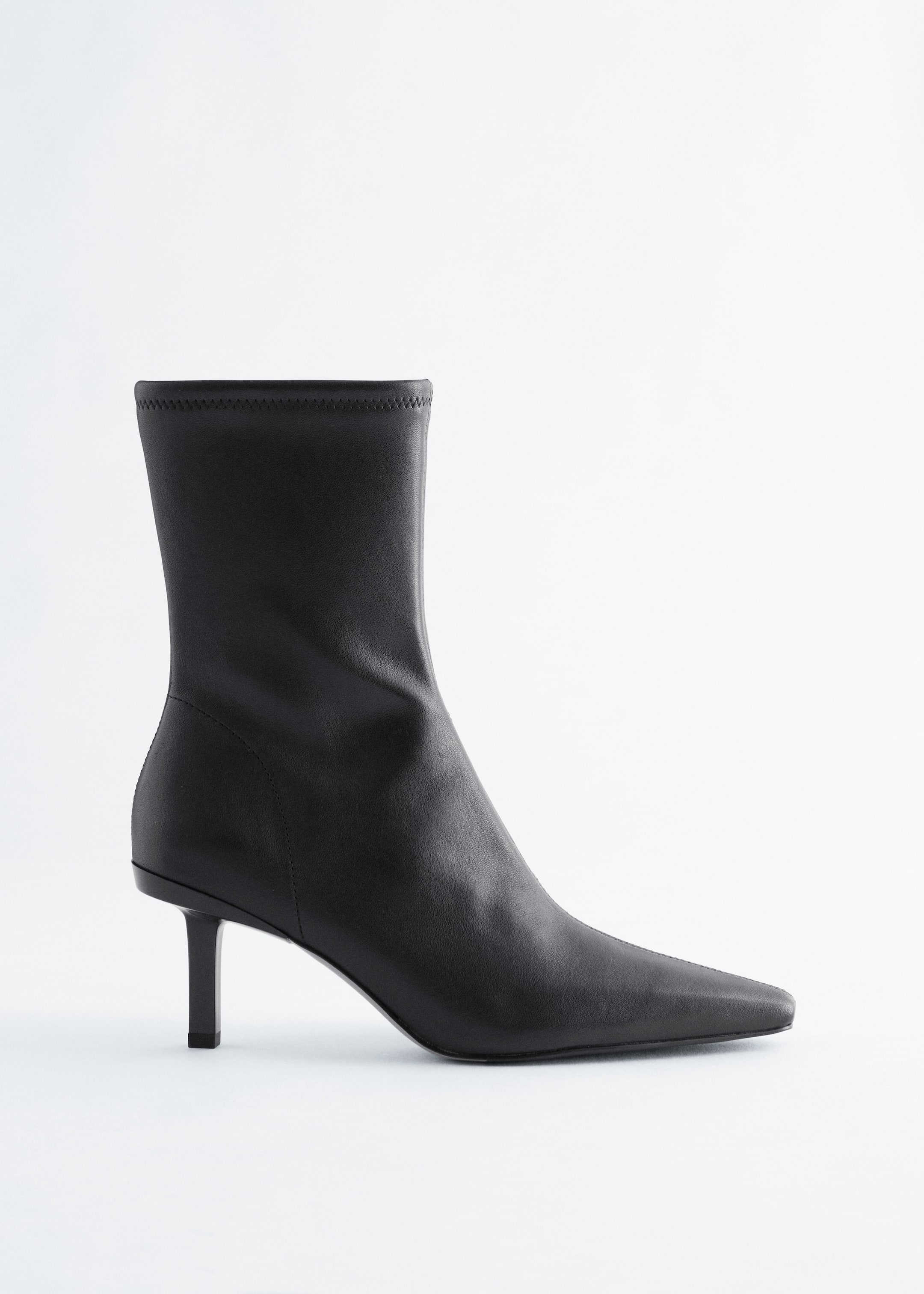 Grotere afbeelding bekijken: Stretch-Leather Ankle Boots - Zwart leer - DAMES | H&M BE 1