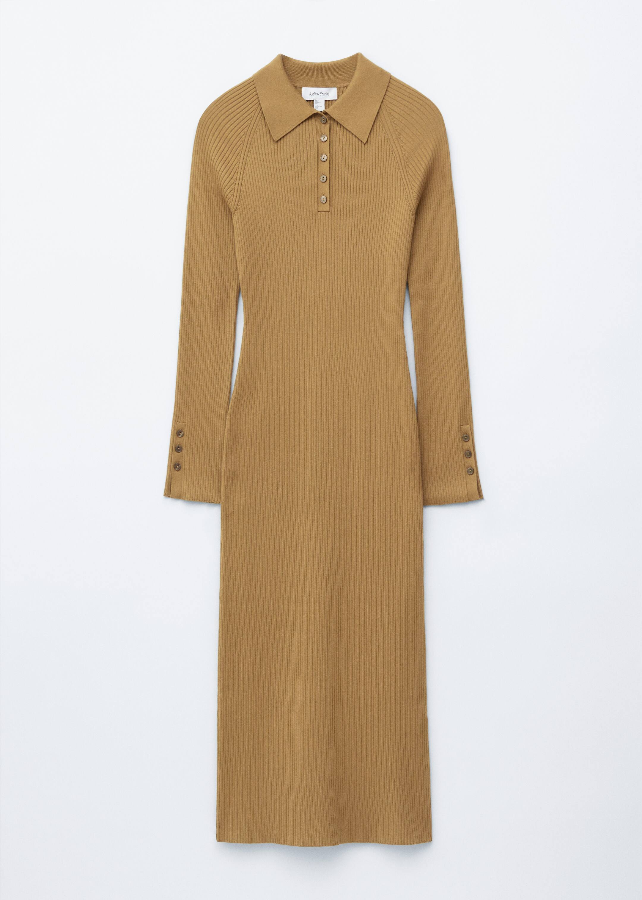 Agrandir l'image: Robe midi façon polo en maille côtelée - Beige foncé - FEMME | H&M FR 6