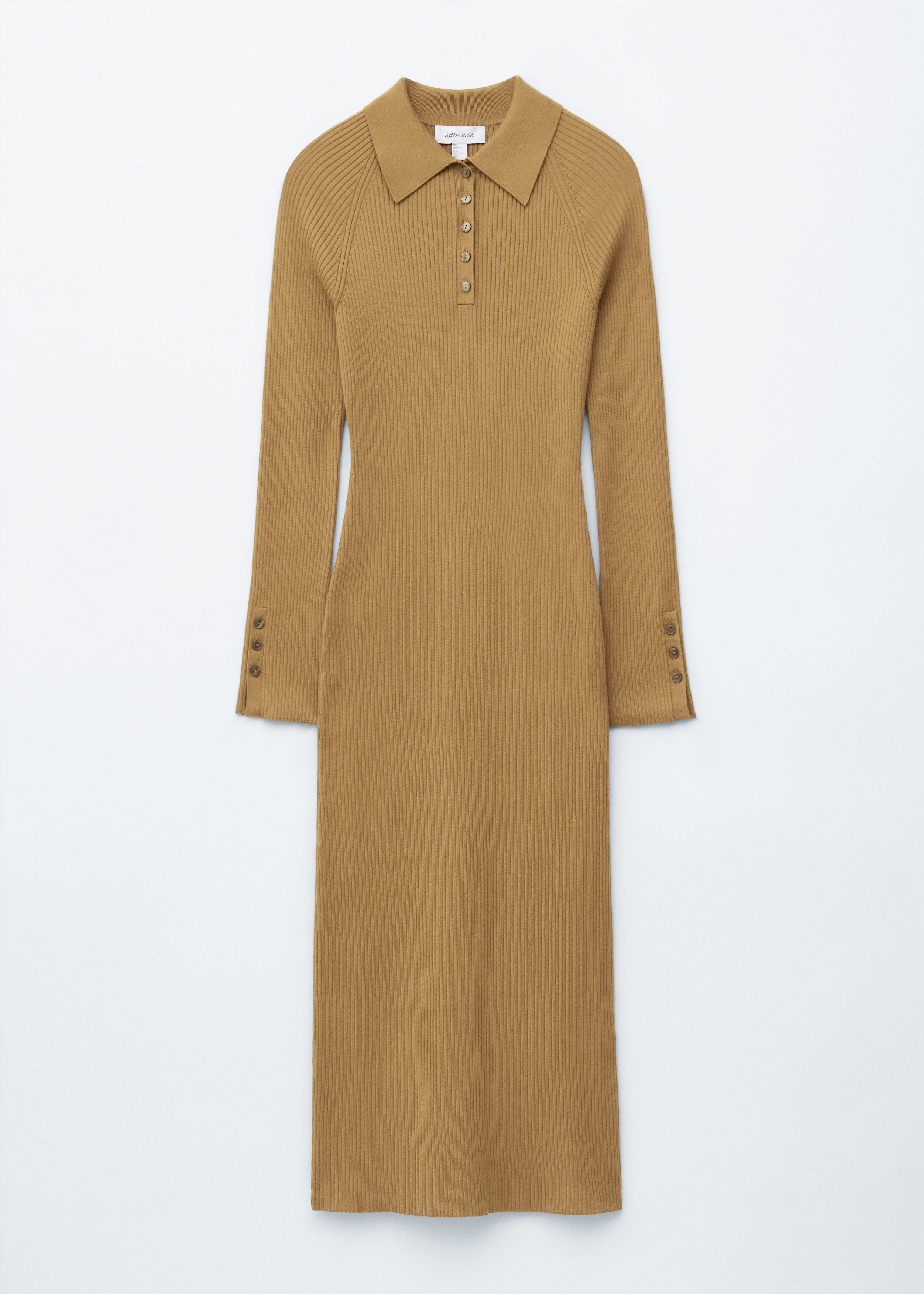 Rib-Knit Polo Midi Dress