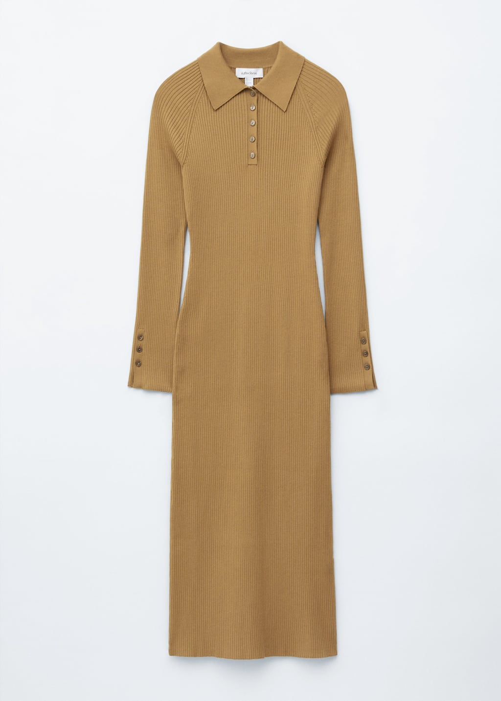 Image of Rib-Knit Polo Midi Dress