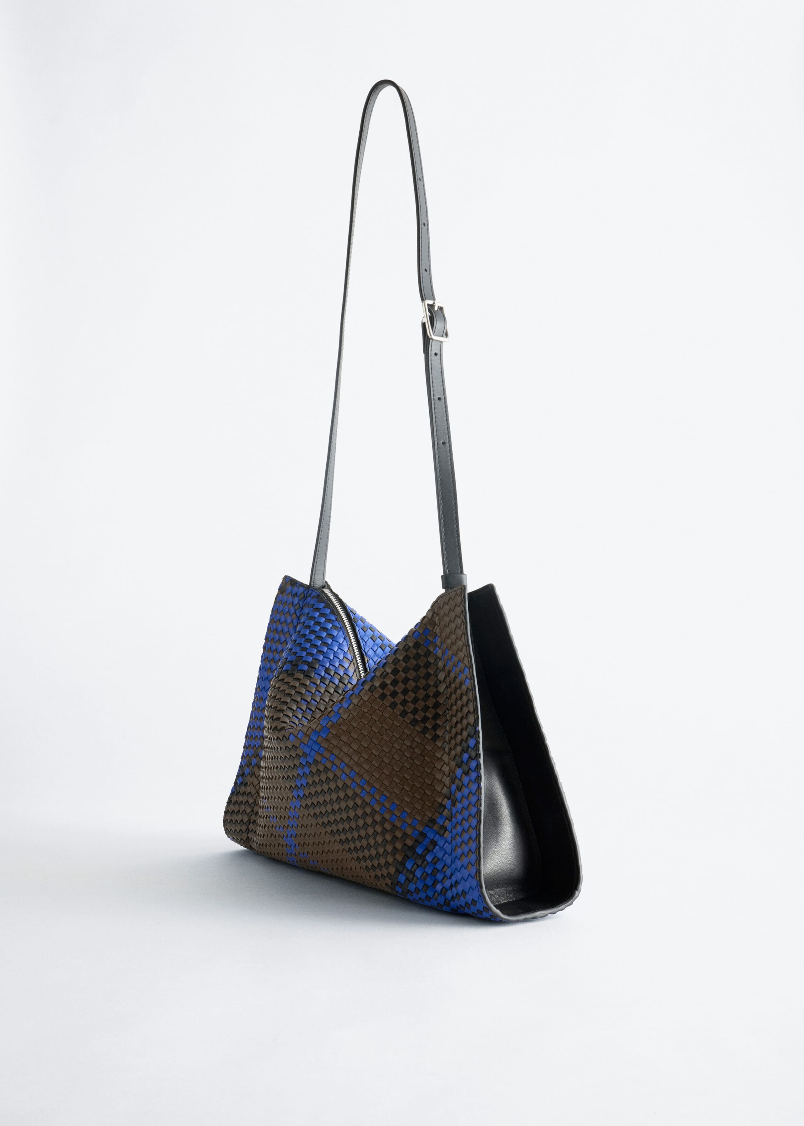 Braided Leather Crossbody Bag - Brown - Still Life