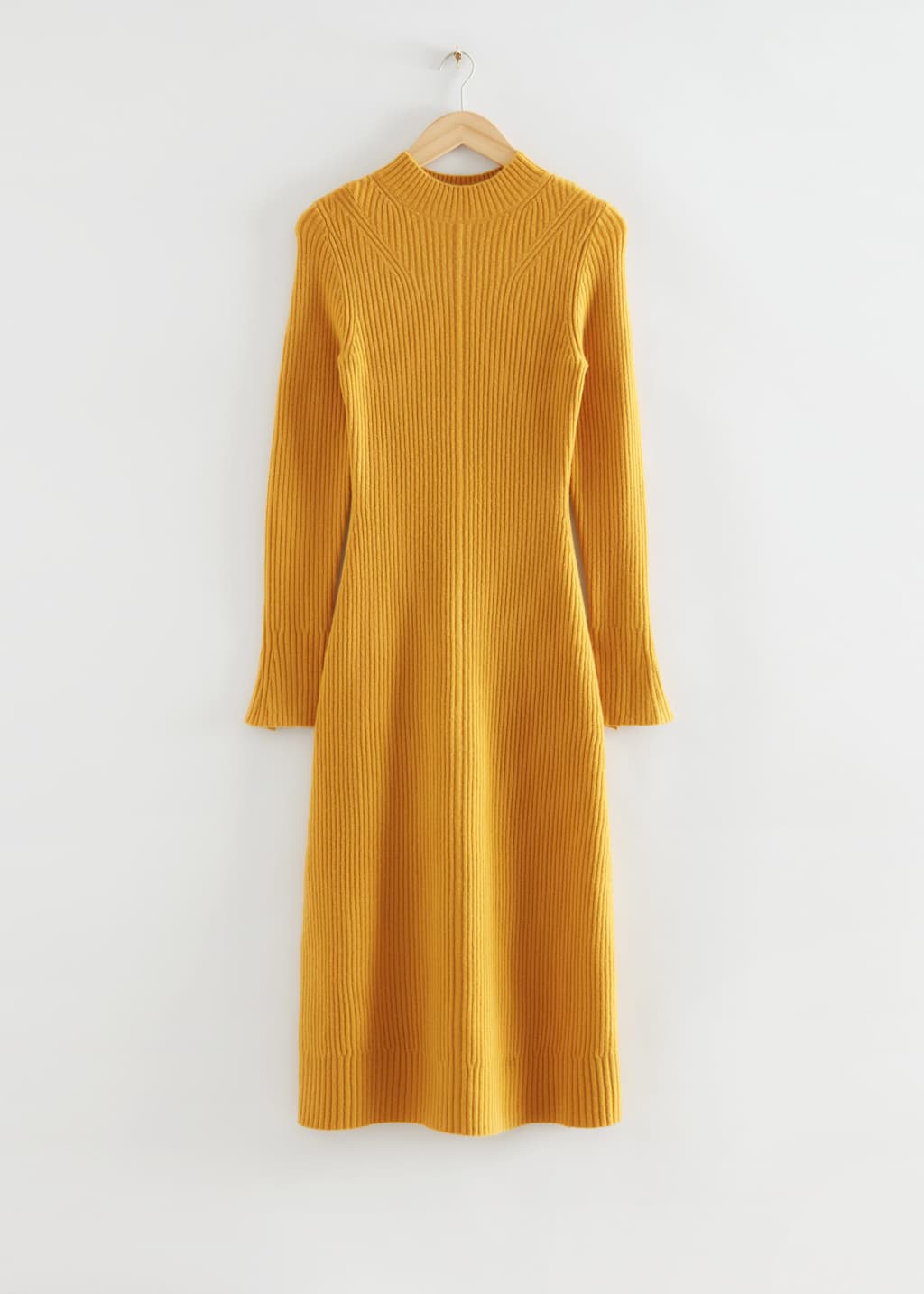 Fitted A-Line Wool Knit Dress - Yellow - Still Life