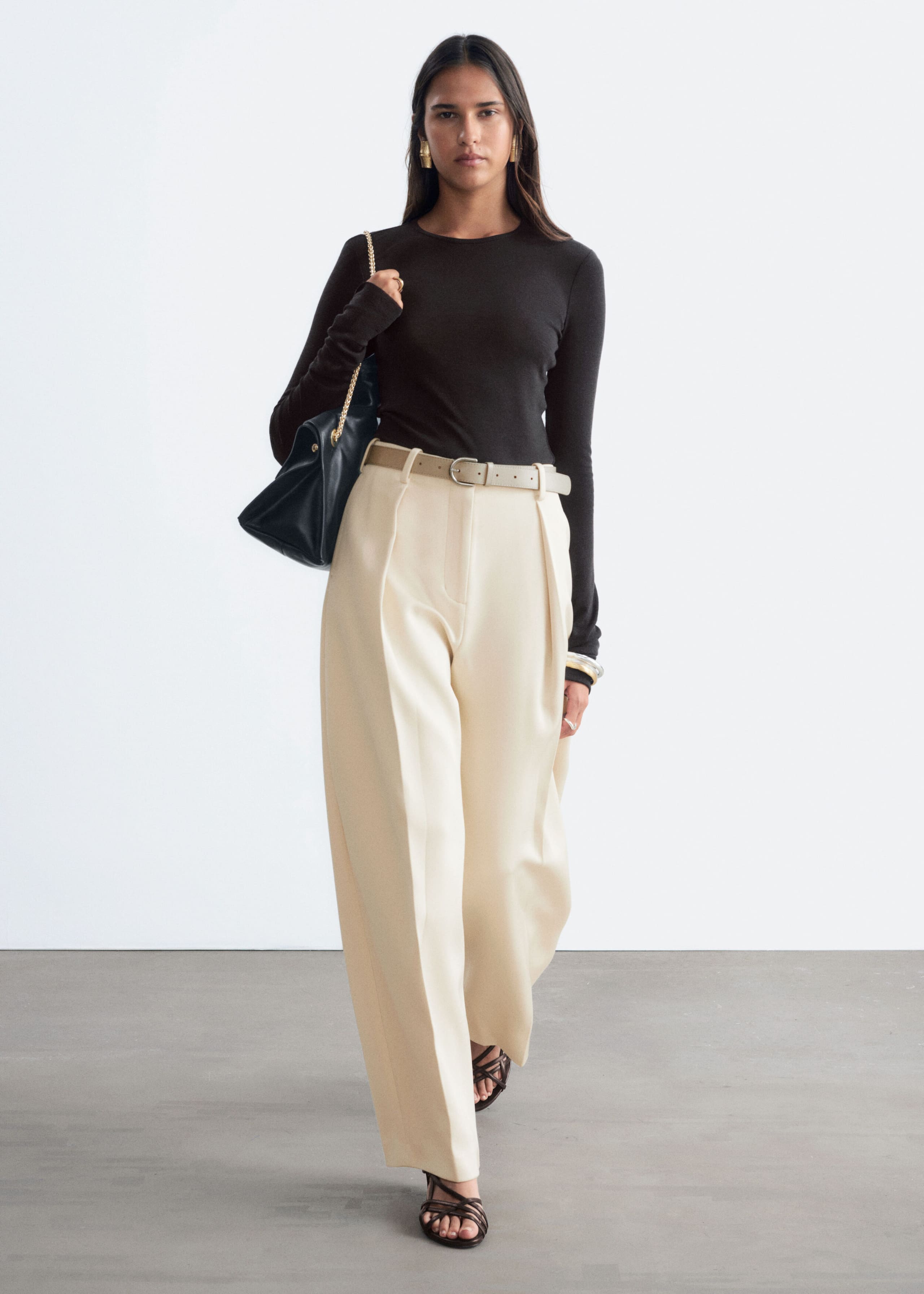 Plain-Knit Wool Top - Lilac - Lookbook