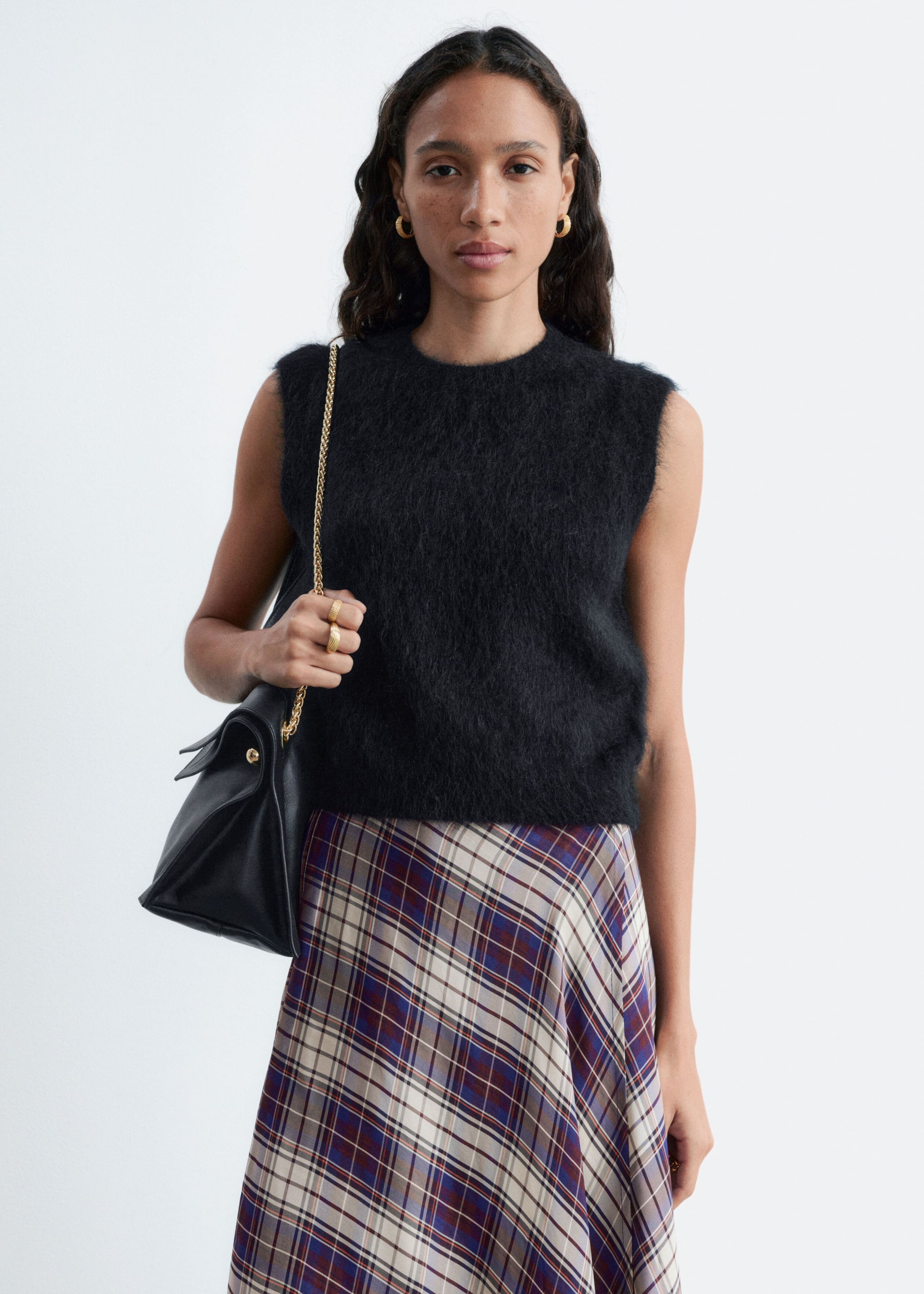 Knitted Mohair-Blend Vest - Black - Still Life