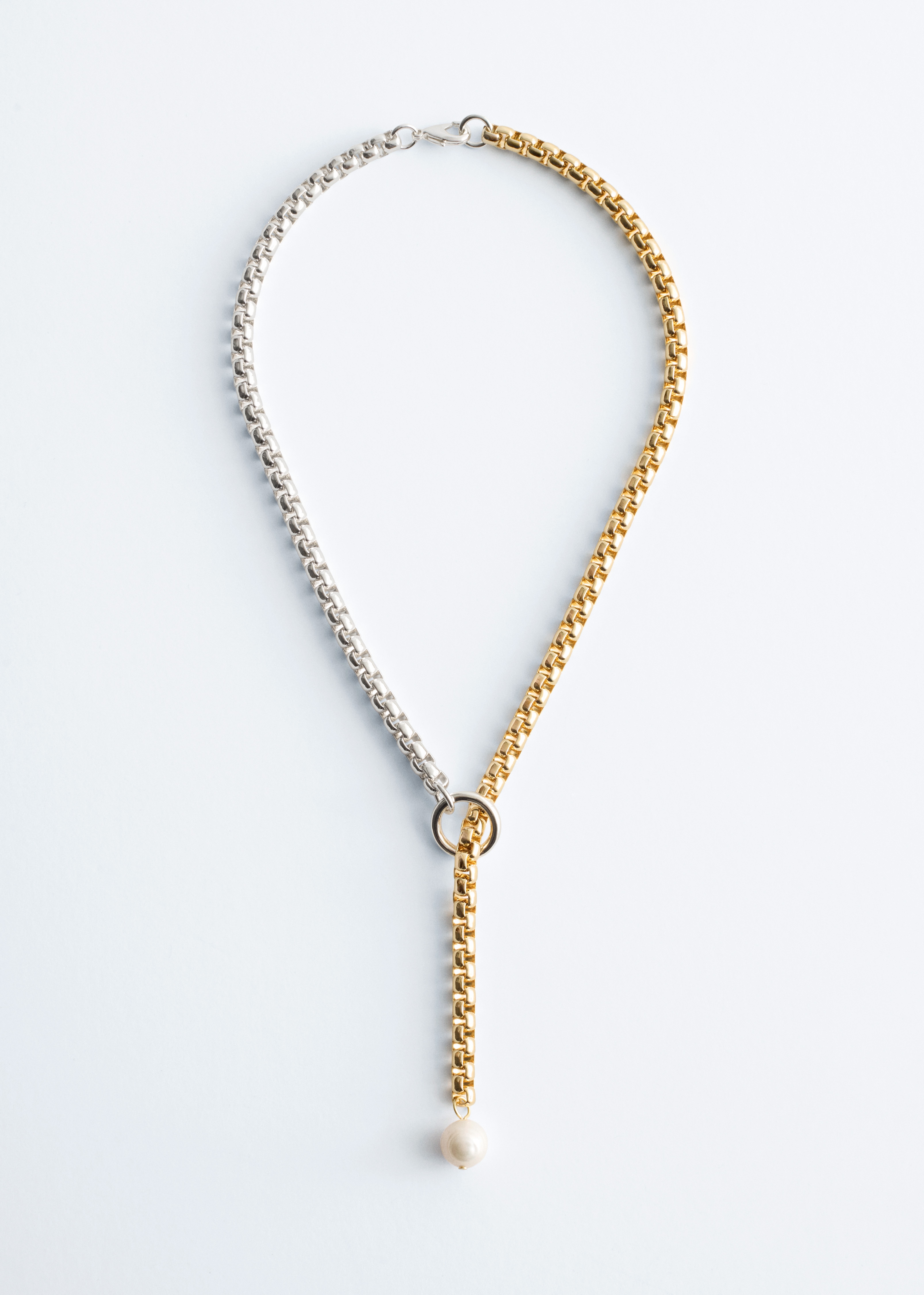 Zweifarbige Y-Kette - Gold/Silber