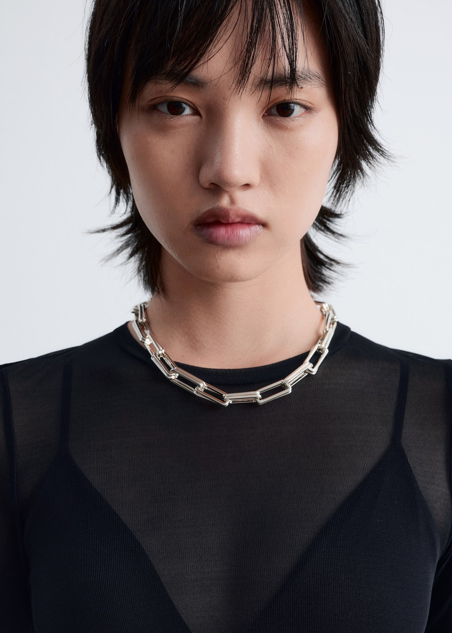 Sheer Silk Top - Negru/Maro Ruginiu - 4
