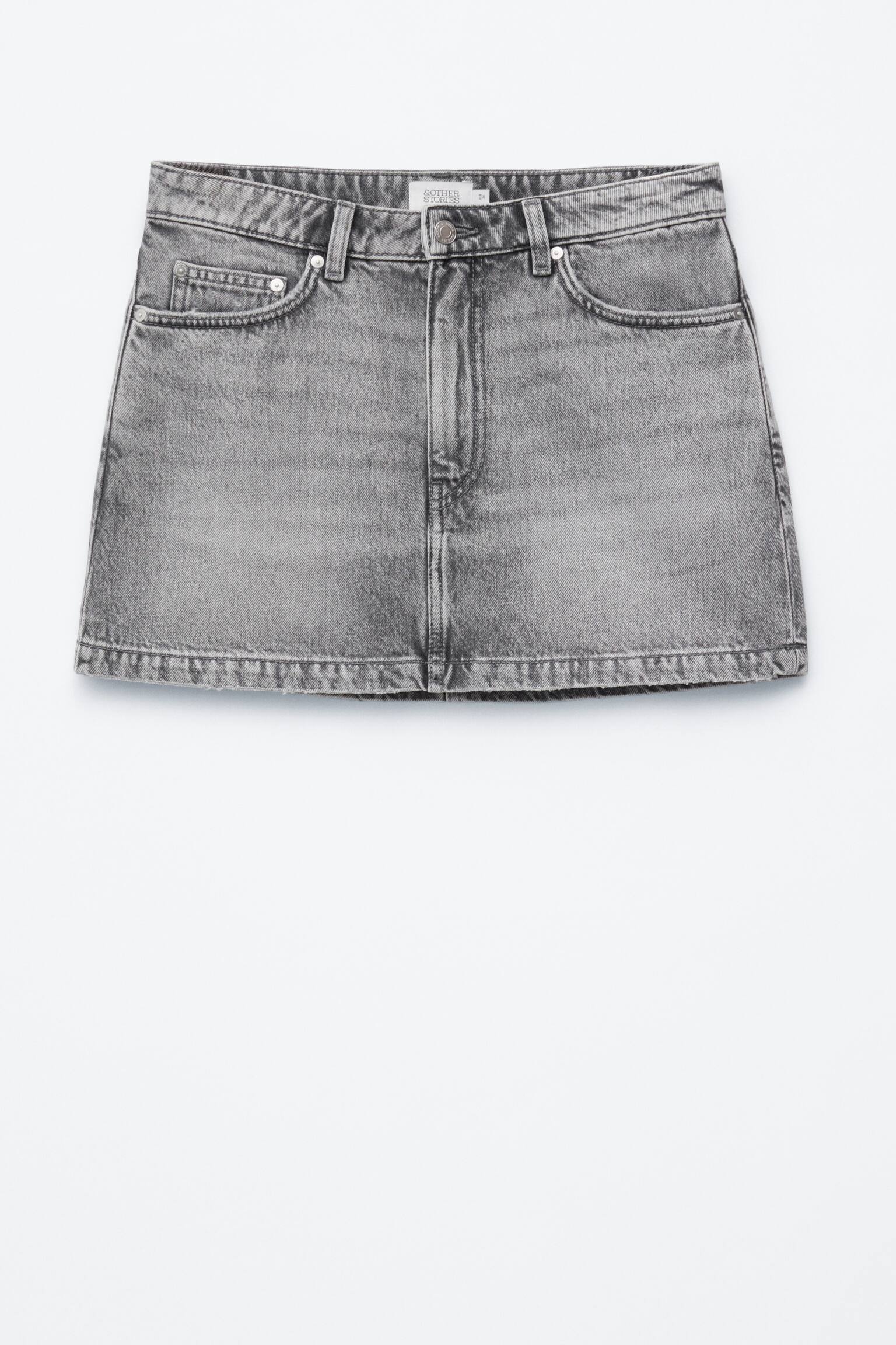 Spódnica mini z denimu - Sprany szary/Jasnoniebieski - 1
