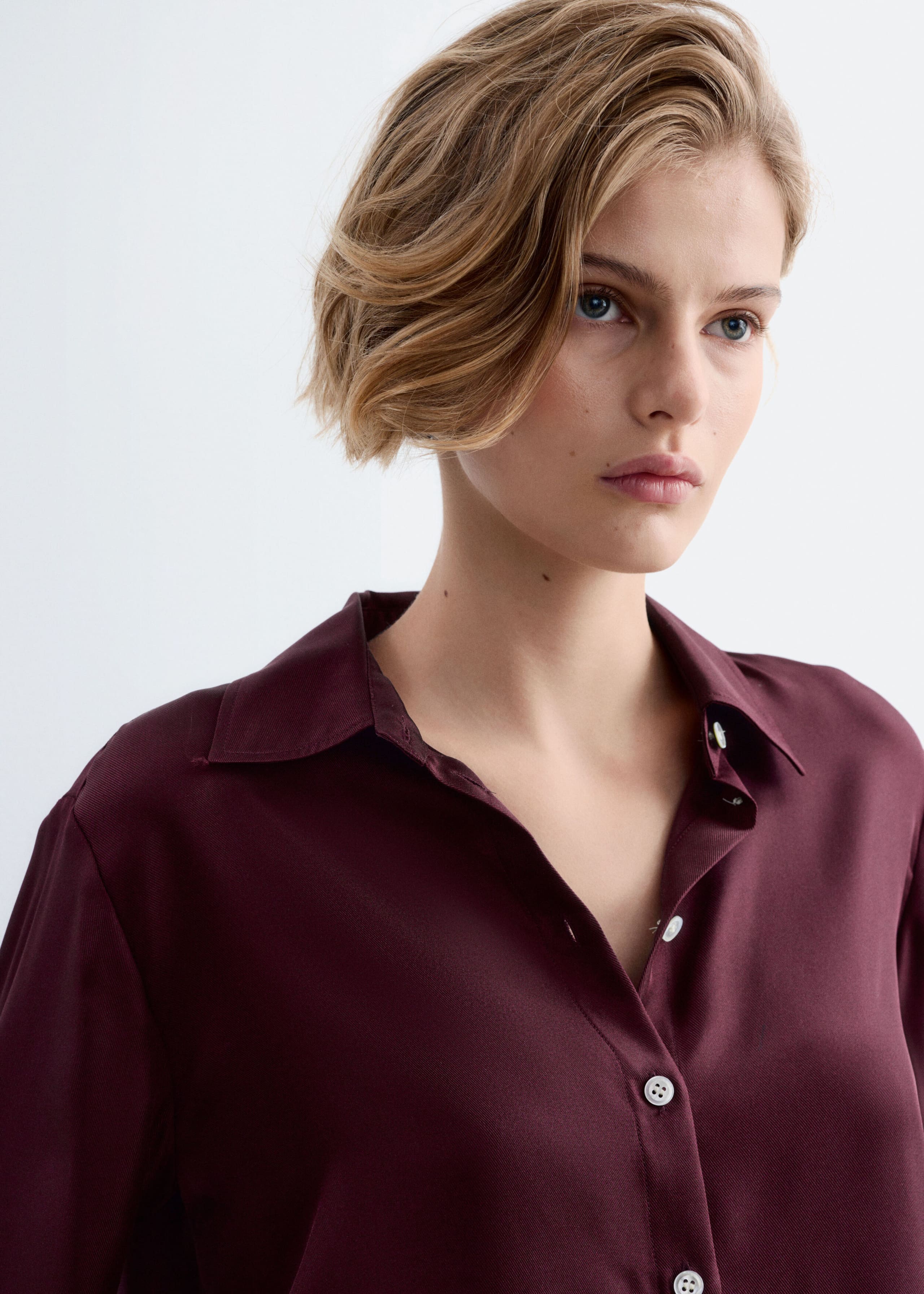 Relaxed Silk Shirt Dark Red
