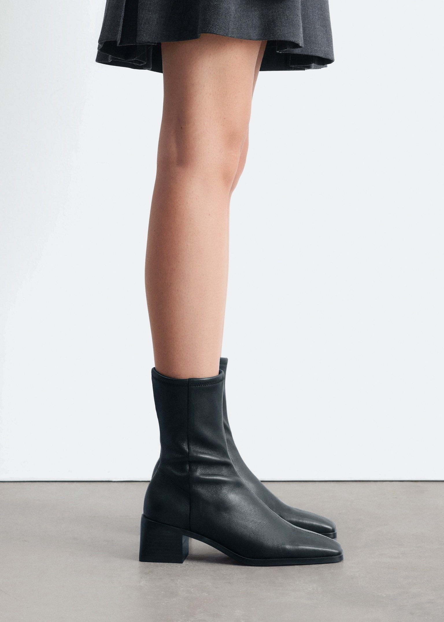 Leather Sock Boots - Black/Cognac/Brown suede