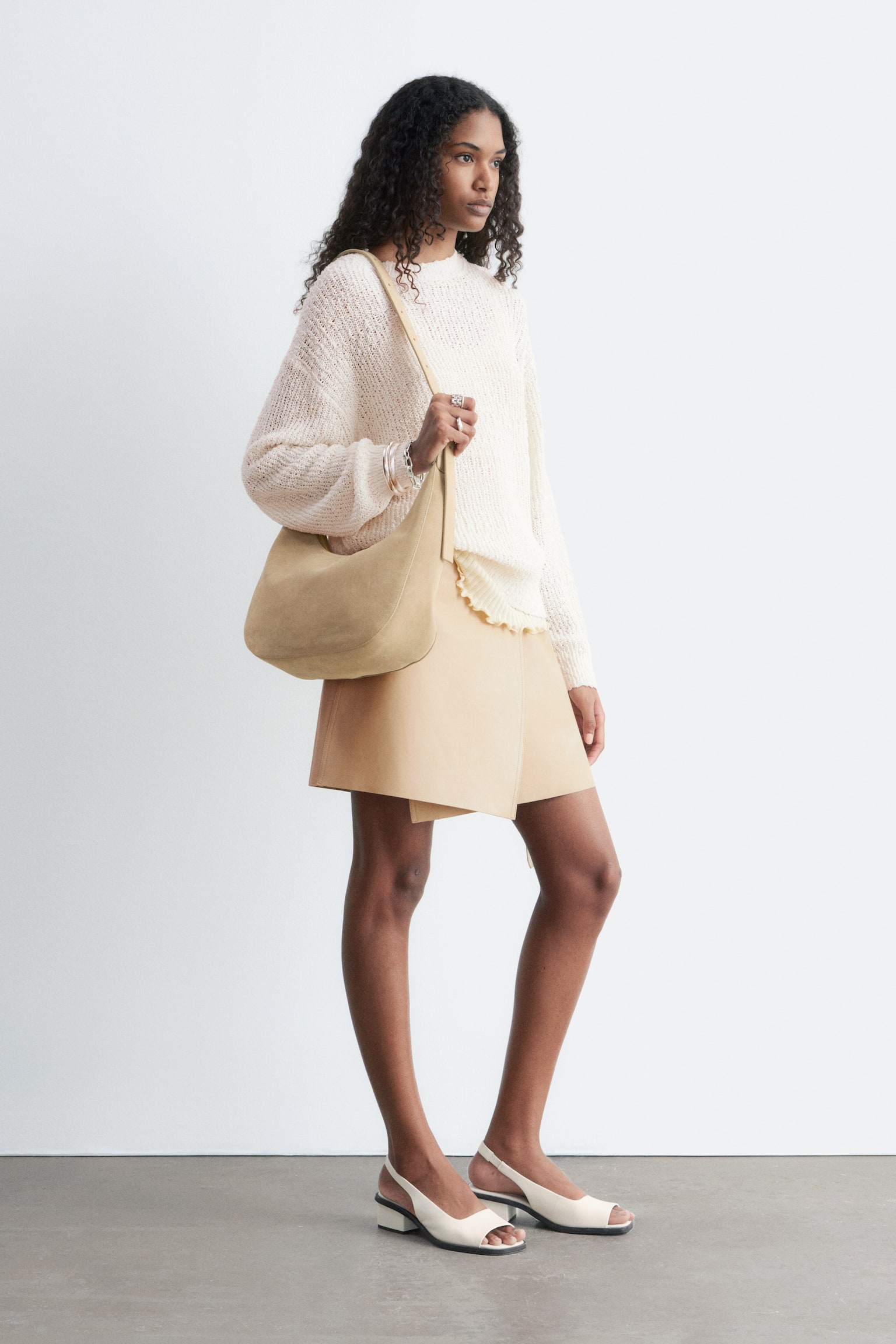 סוודר סריג מתערובת משי וכותנה - 8