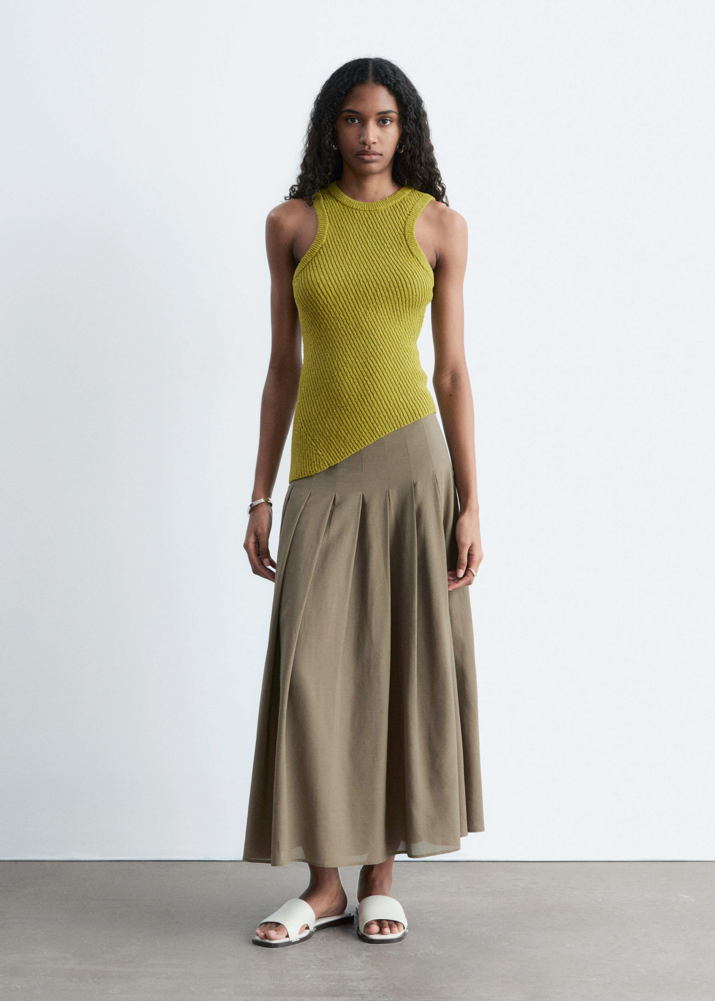 Pleated Midi Skirt