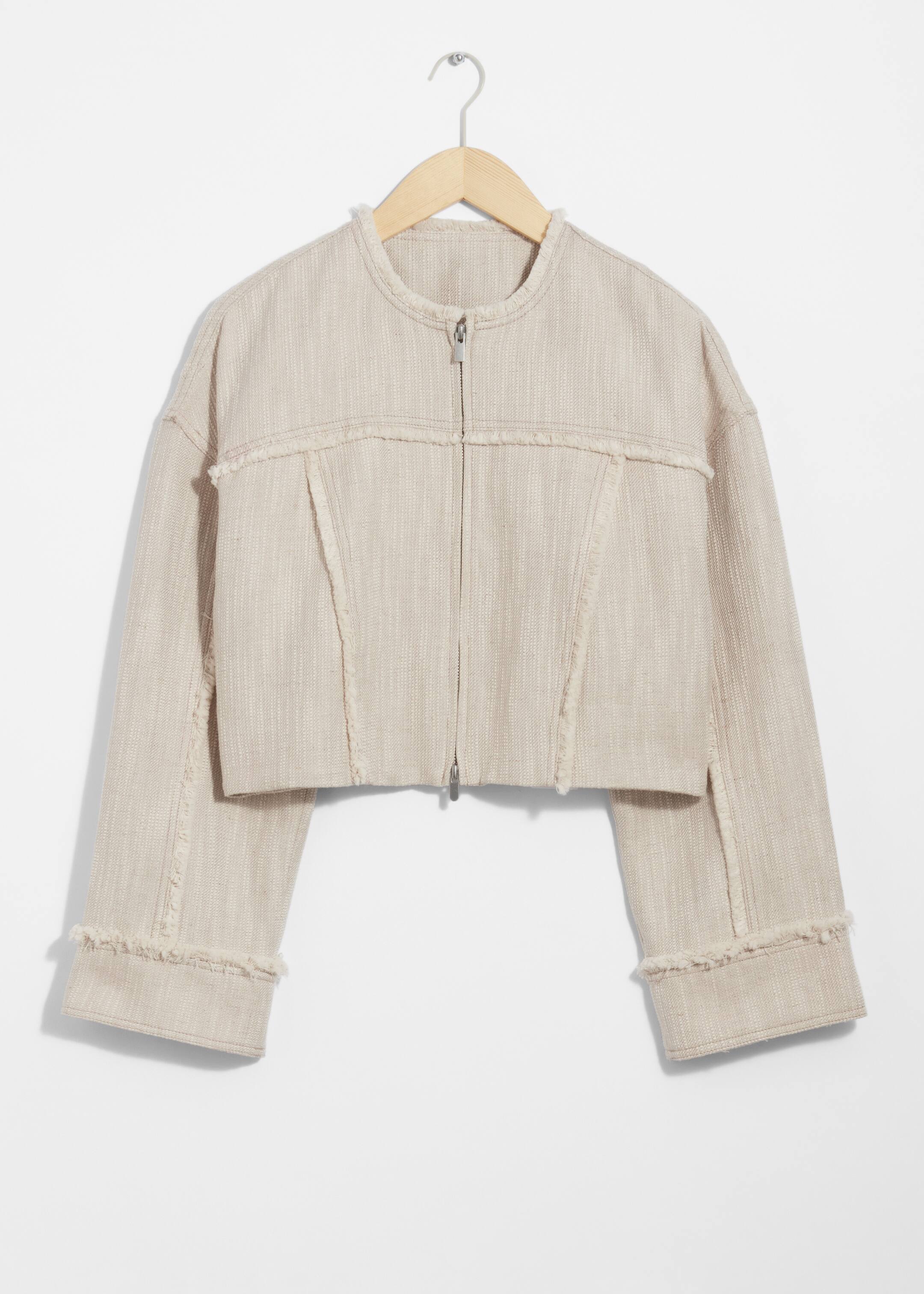 Ingrandisci l'immagine: Frayed Linen-Blend Jacket - Beige - DONNA | H&M CH 1