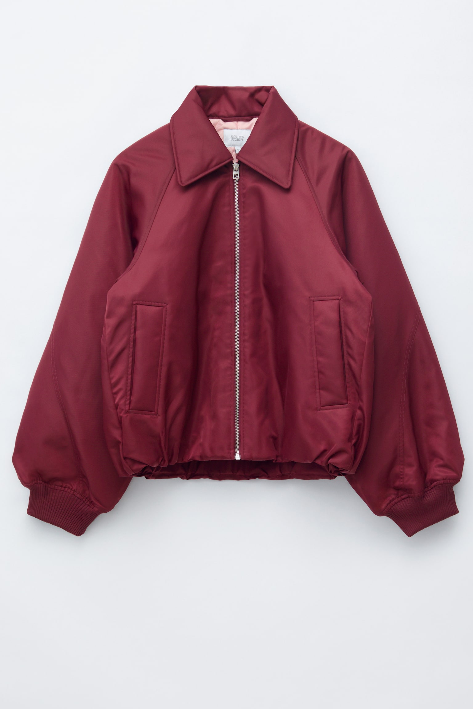 Collared Bomber Jacket - בורדו/חום כהה - 1