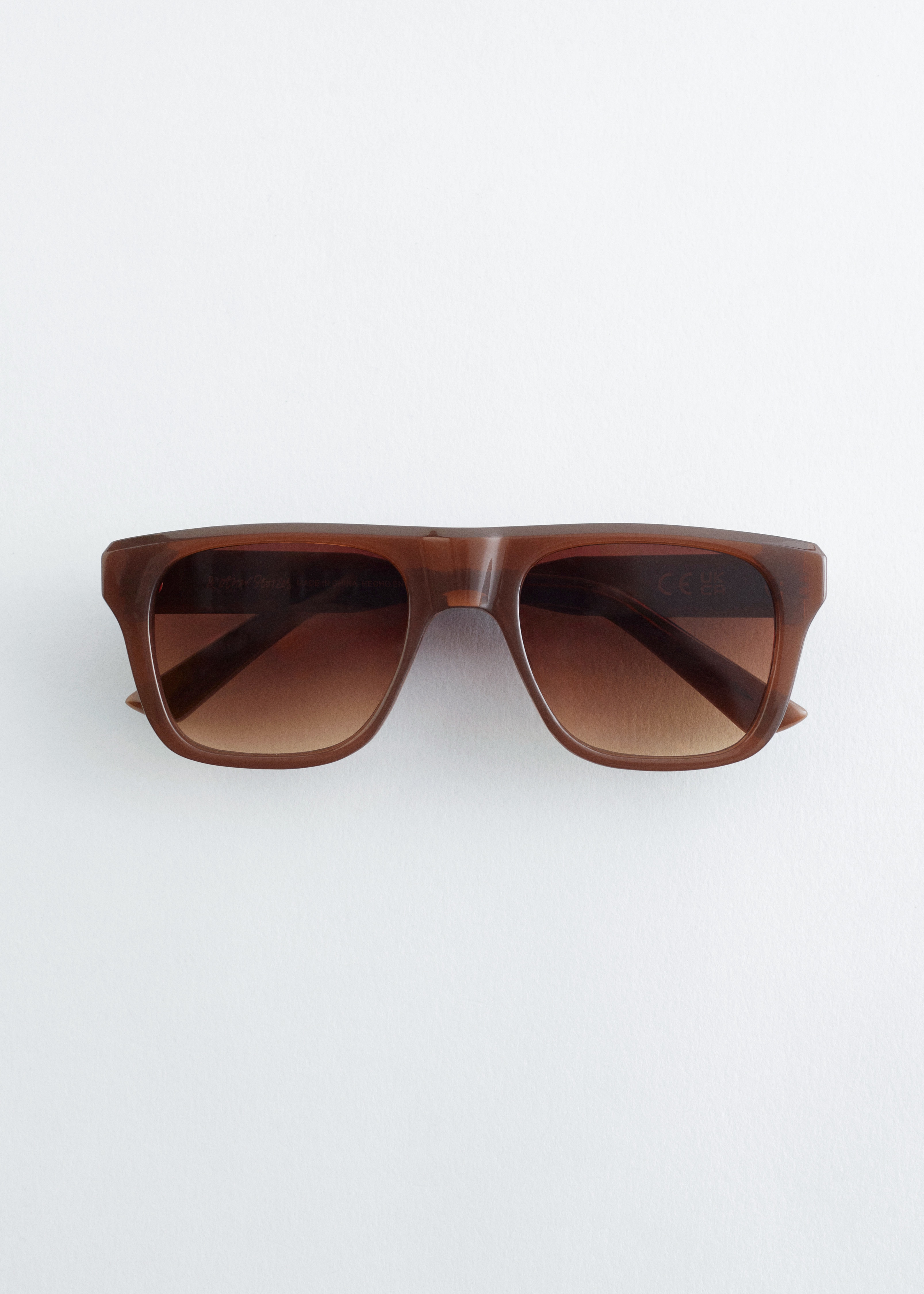 Sluneční brýle s hranatými obroučkami - Hnědá/Černá