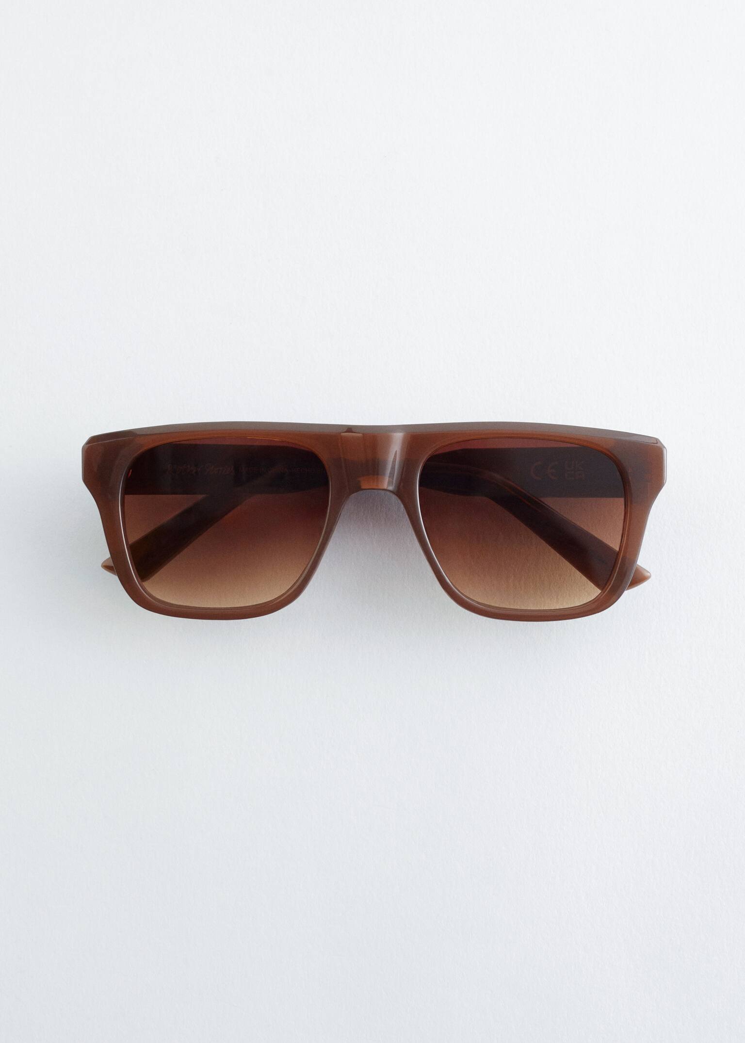 Lunettes de soleil à monture carrée - Marron Clair/Noir - 2