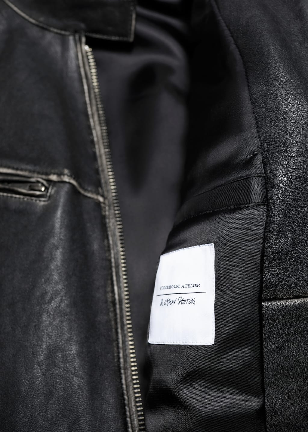 Topstitched Leather Jacket - {{variantName}} - Descriptive Detail