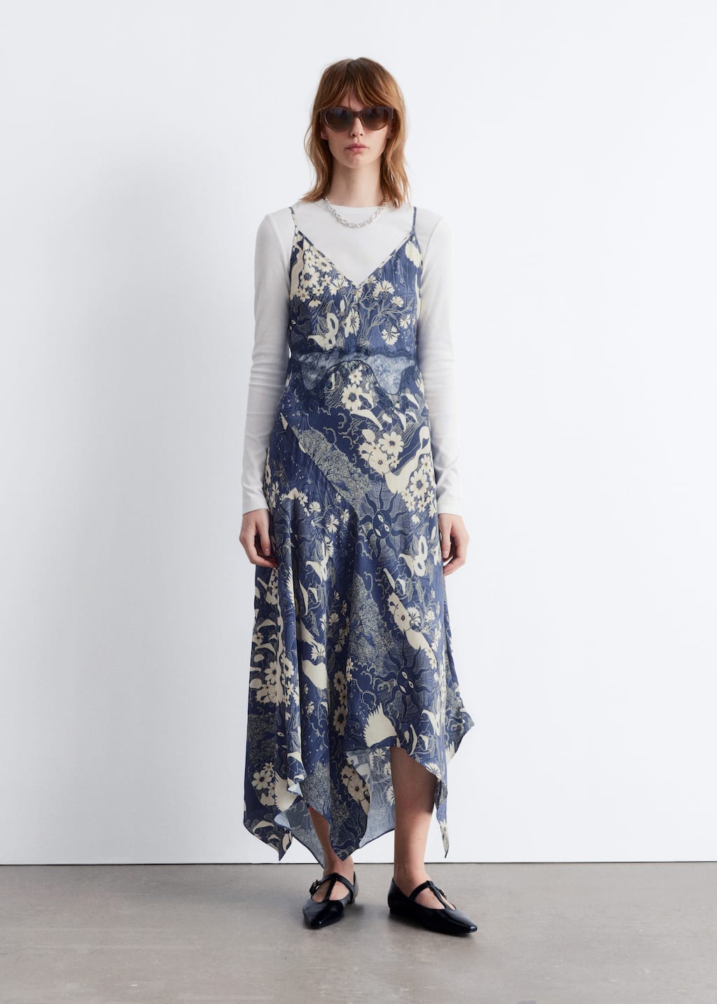 Image of Asymmetrical Satin Slip Midi Dress
