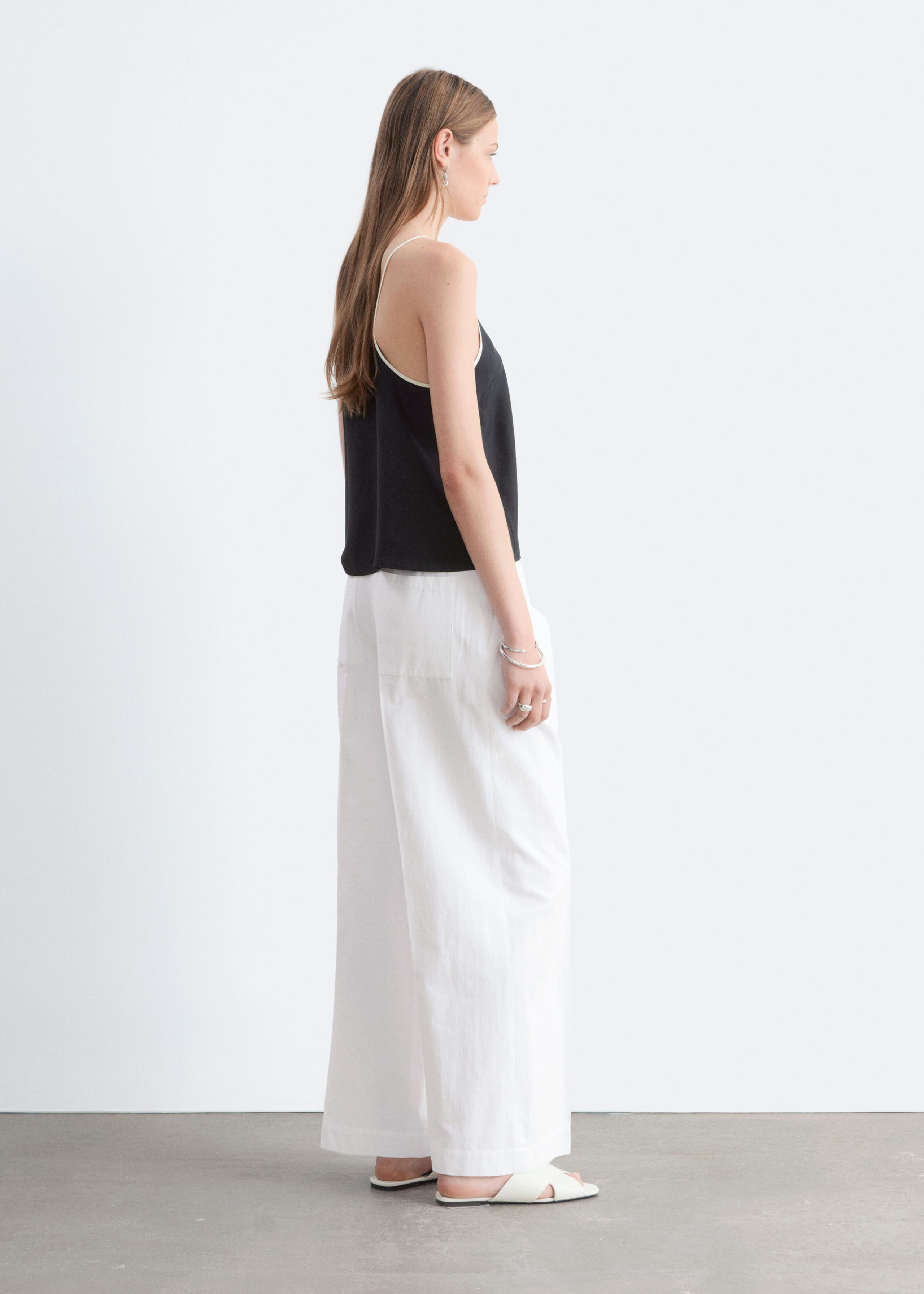 Image of Contrast Binding Silk Top