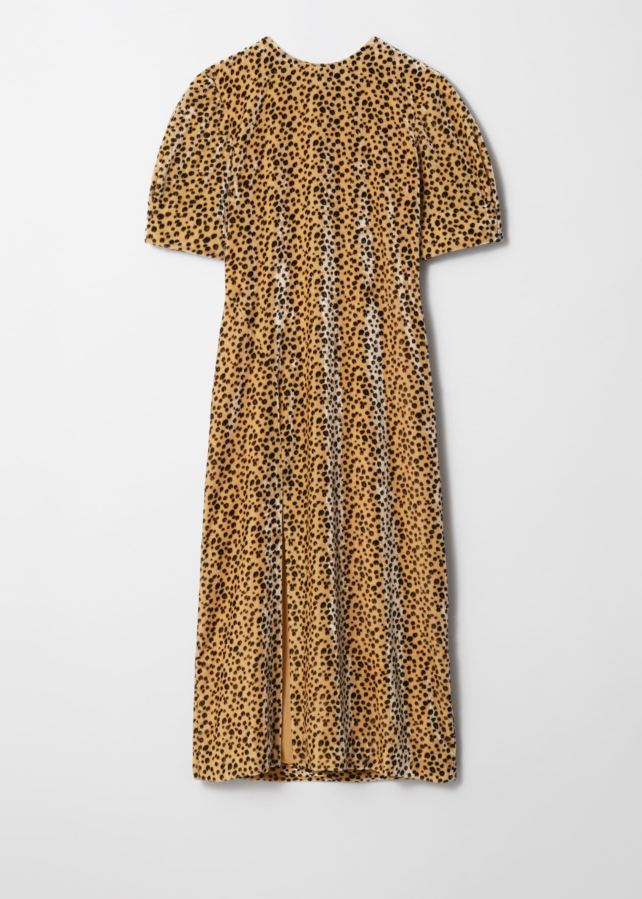 Grotere afbeelding bekijken: Fluwelen midi-jurk met split - Dierenprint - DAMES | H&M NL 1