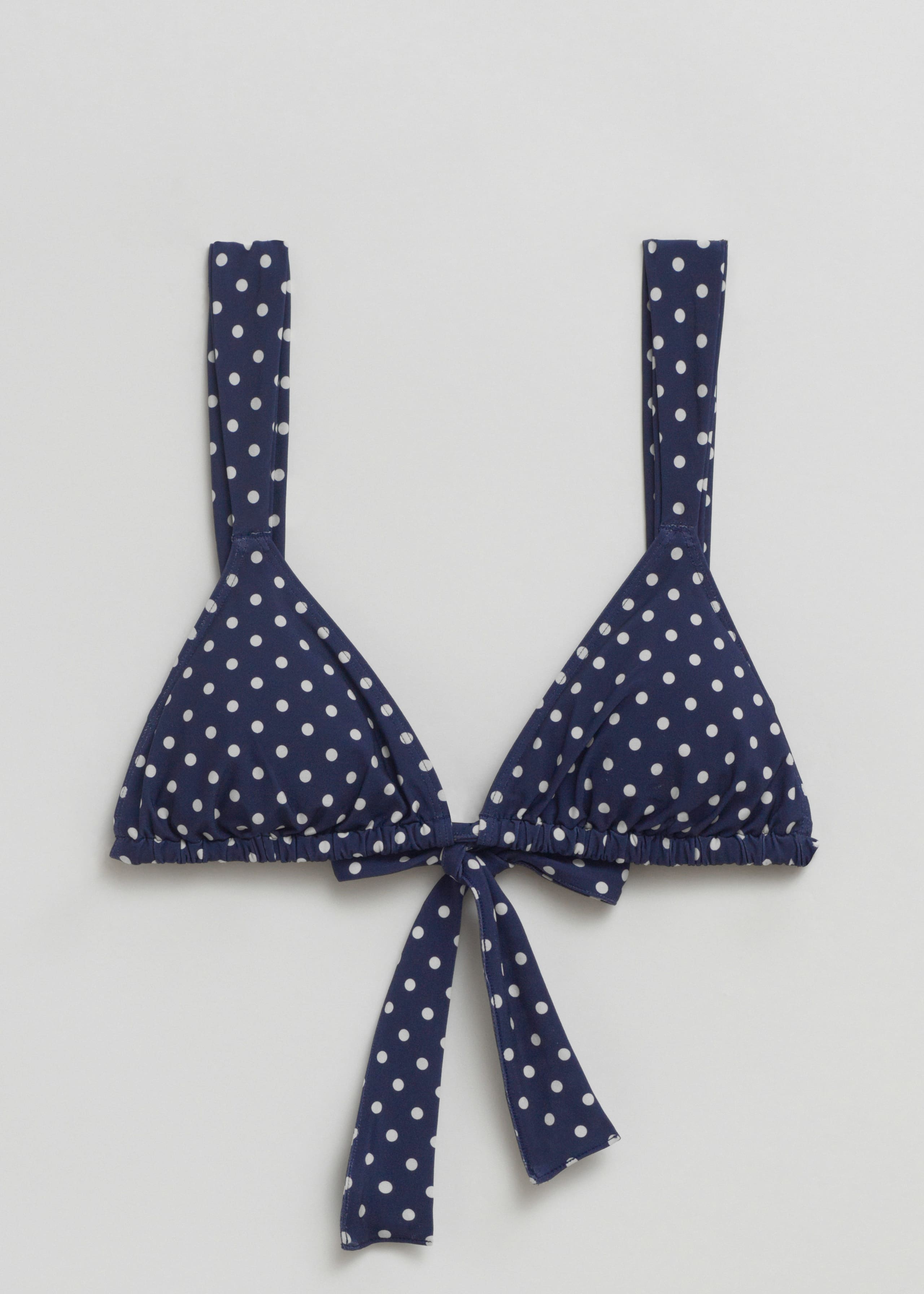 Polka-Dot Triangle Bikini Top - Navy - Still Life