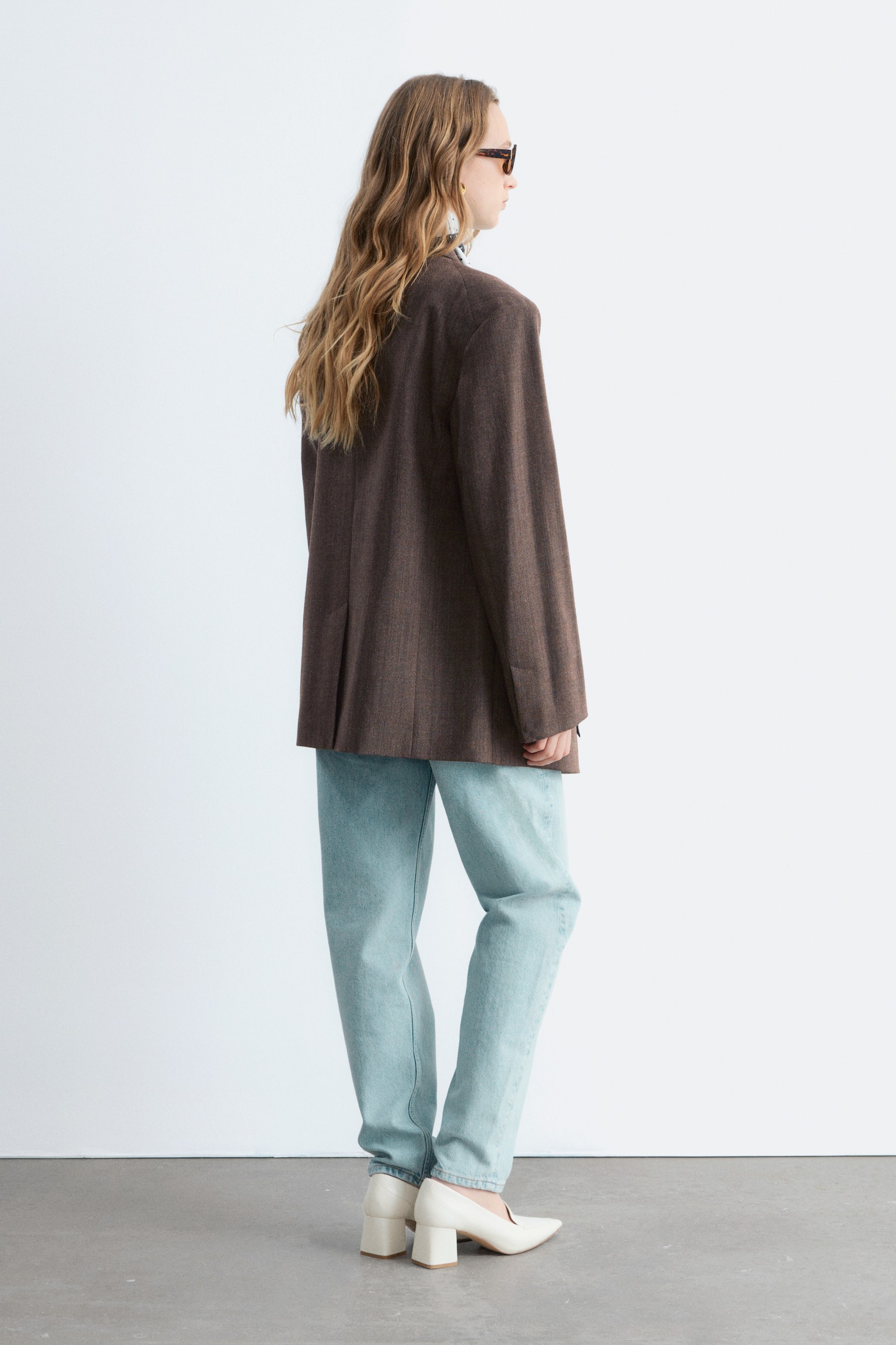 Blazer de trespasse em lã - Castanho escuro - 6