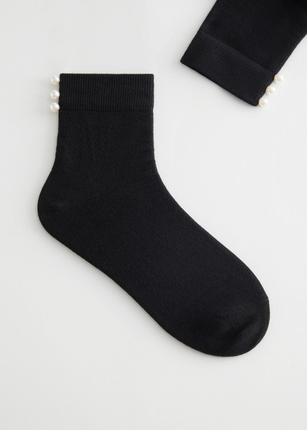 Pearl Embellished Socks - Black - Still Life