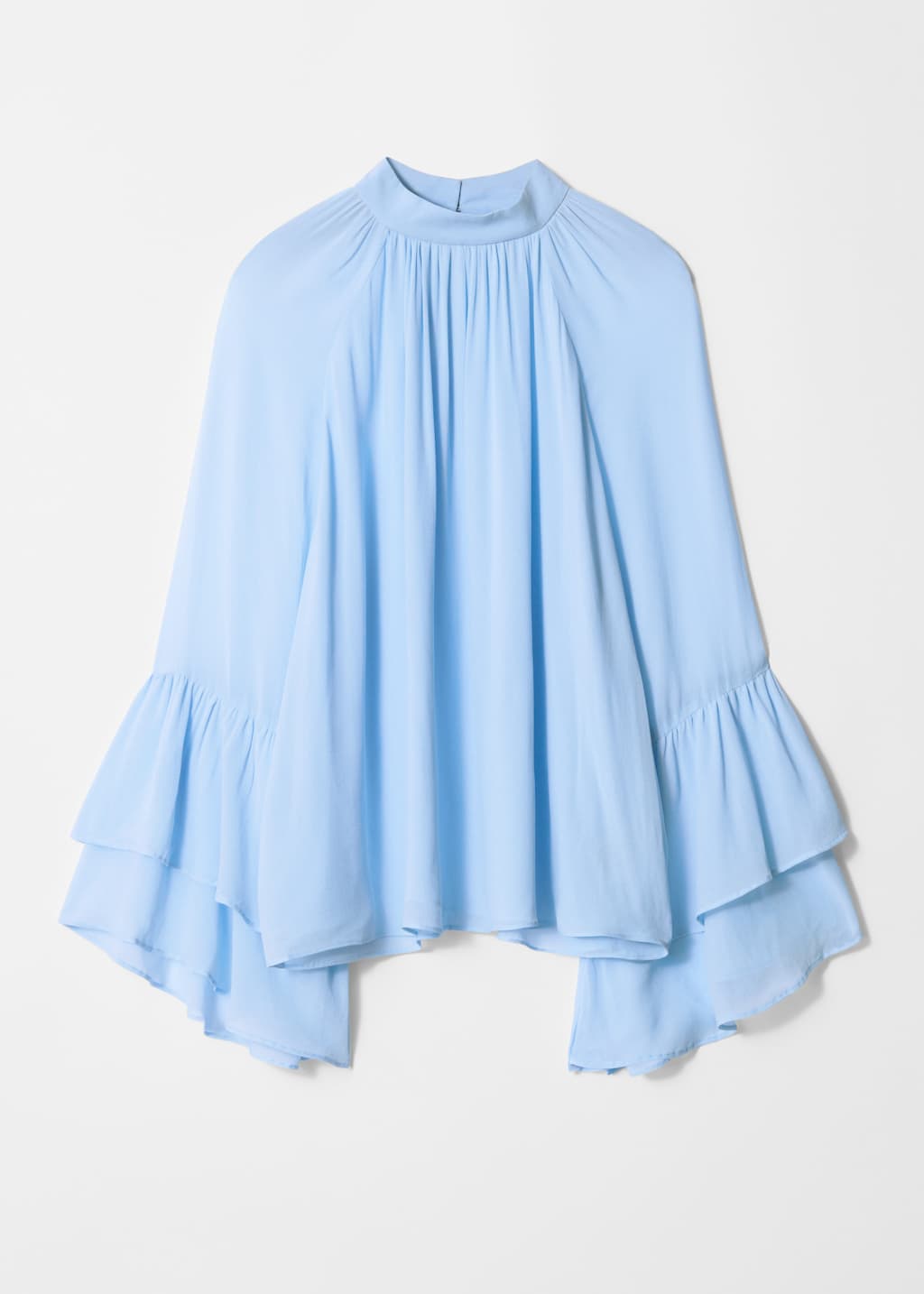 Image of Flounced Stand-Collar Blouse