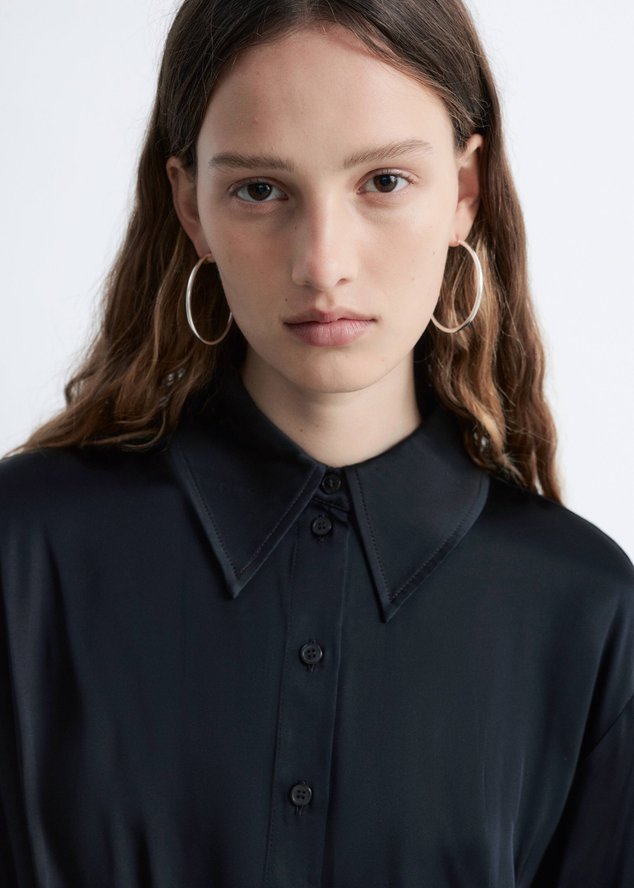 View larger image: Tapered Satin Shirt - Black | H&M GB 3