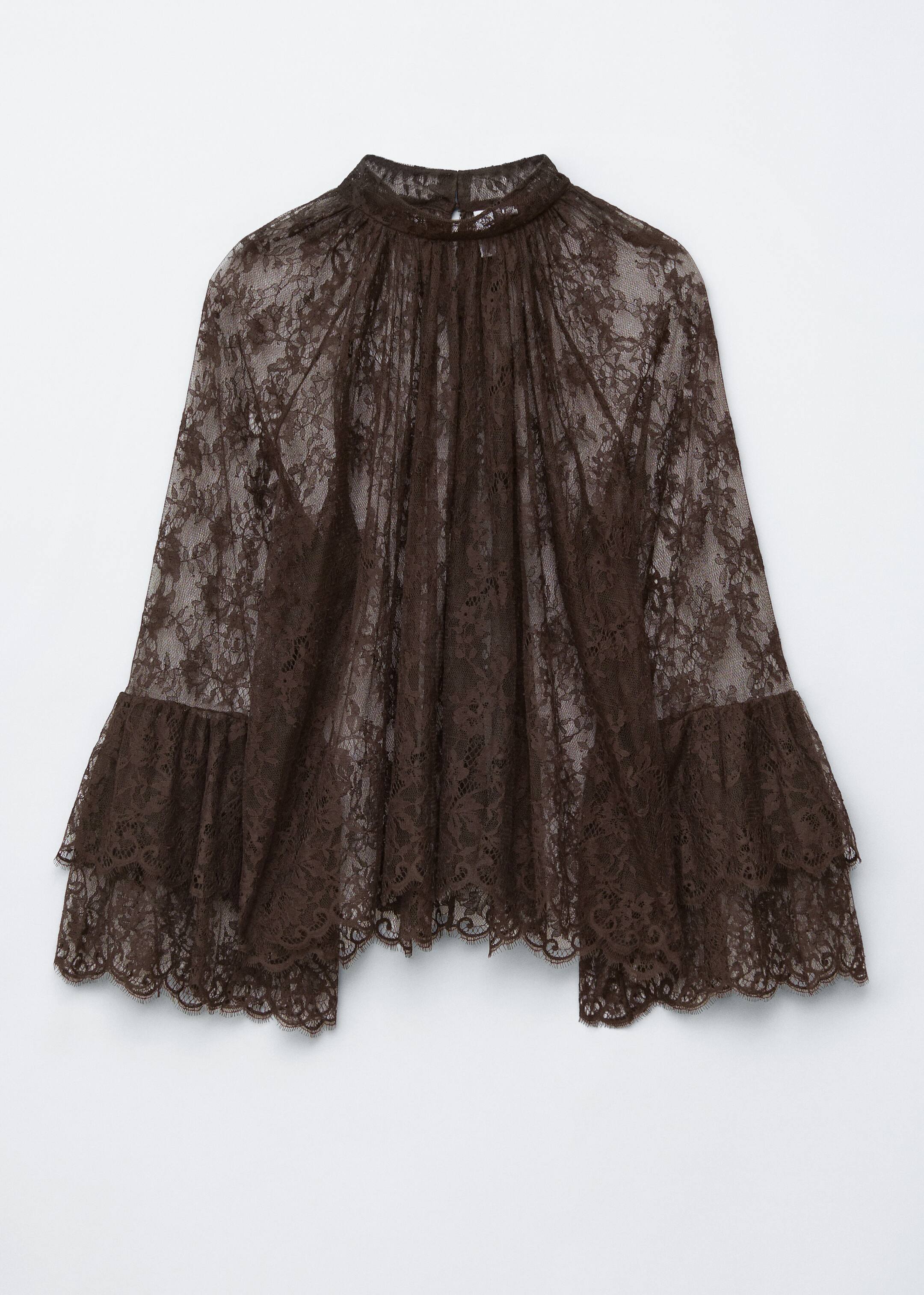 Grotere afbeelding bekijken: Kanten blouse met volants - Donkerbruin - DAMES | H&M NL 7