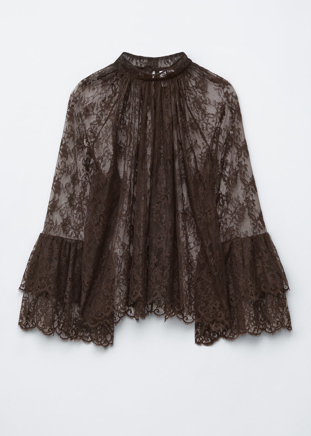 Image of Flounced Lace Blouse
