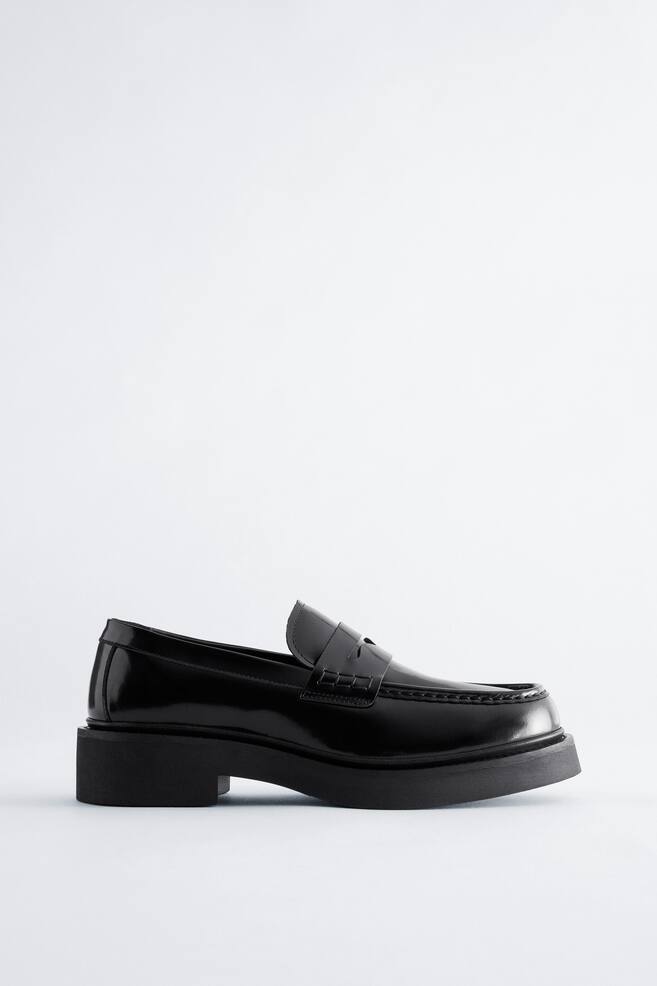 Mocassins en cuir épais - Noir/Rouge foncé - 1