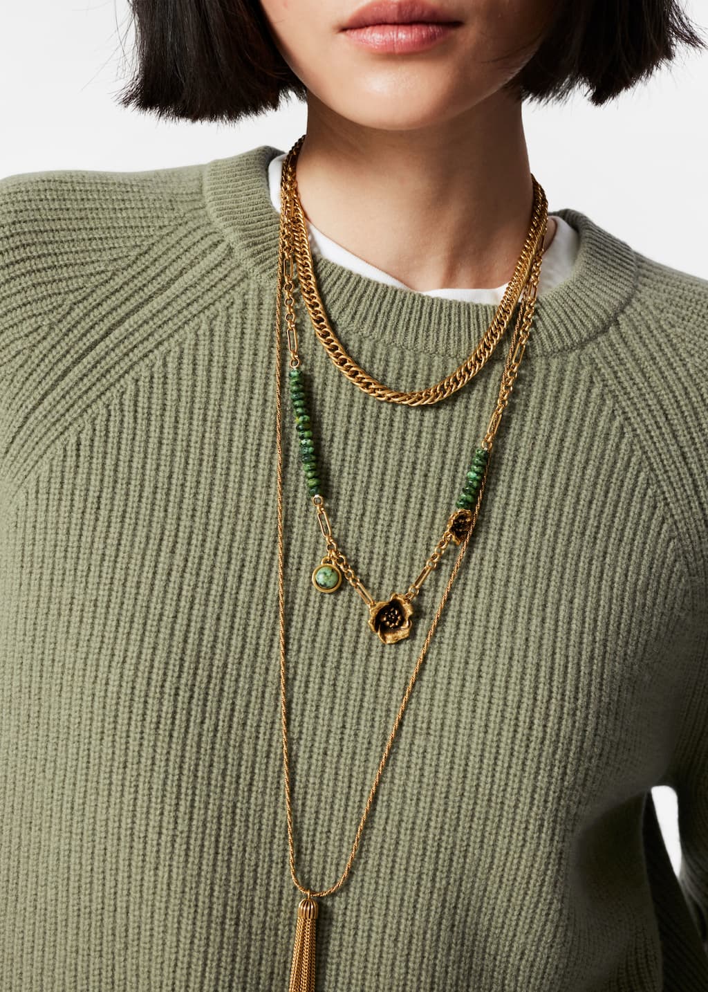 Knitted Wool Top - Green - Lookbook