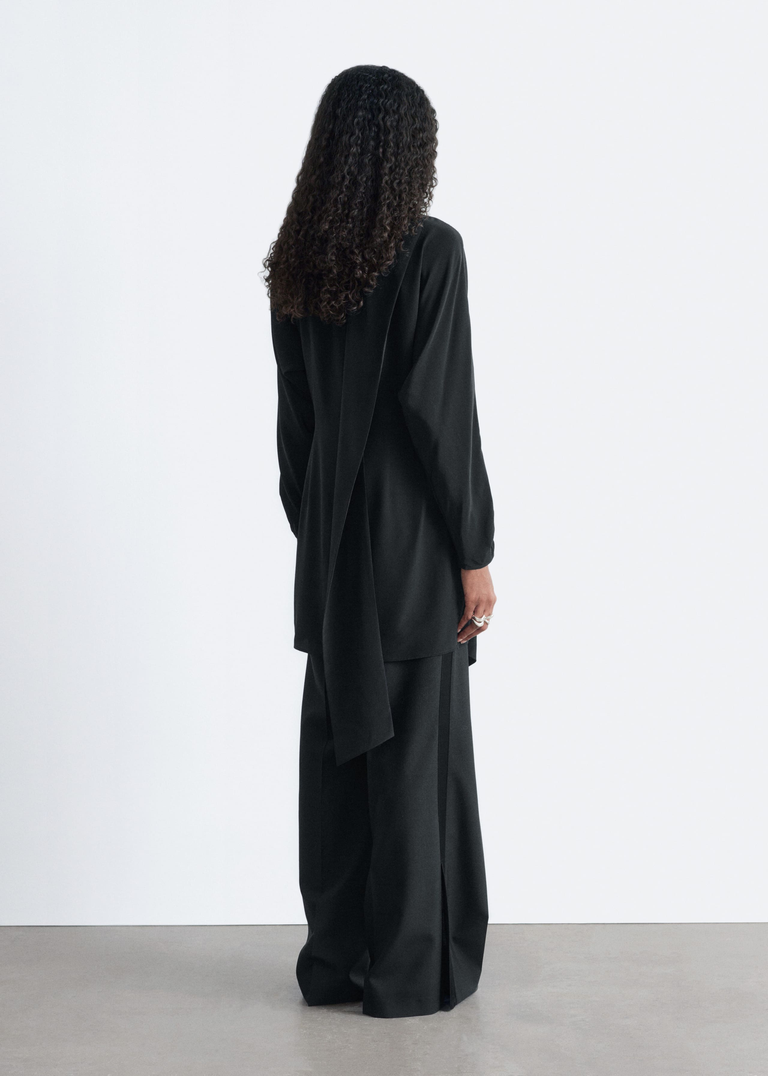 Image of Bow-Collar Silk Mini Dress