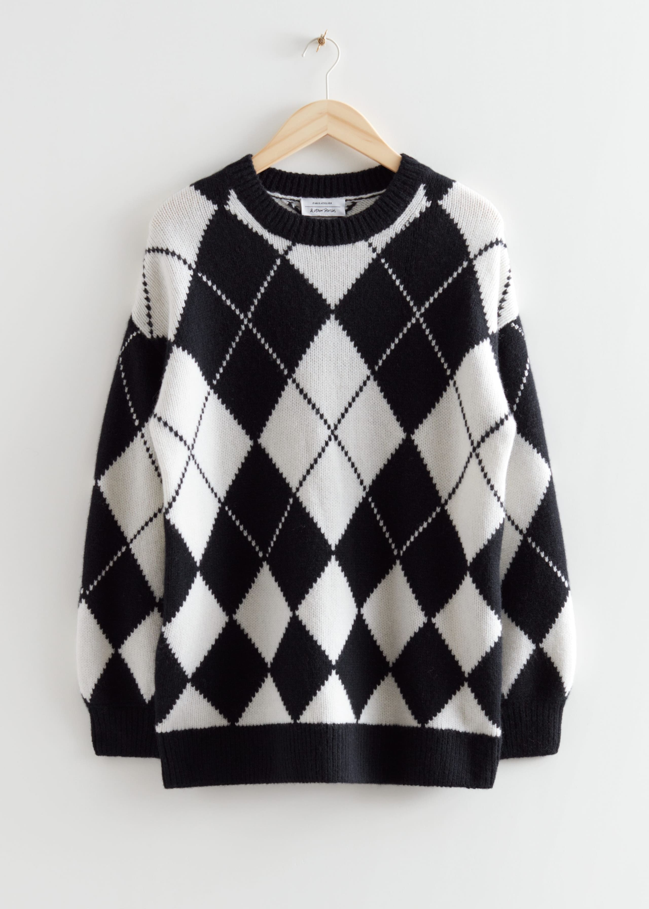 ArgyleWoolKnitJumper - Black/White - Bodegón