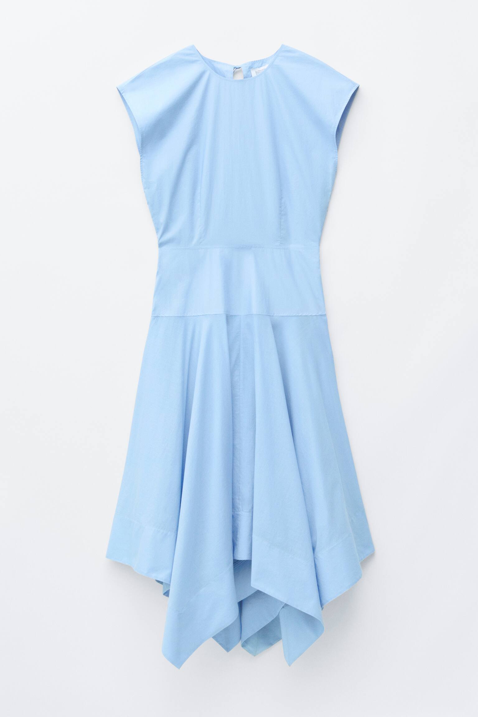 Rochie Midi Din Poplin De Bumbac - Albastru Deschis - 2