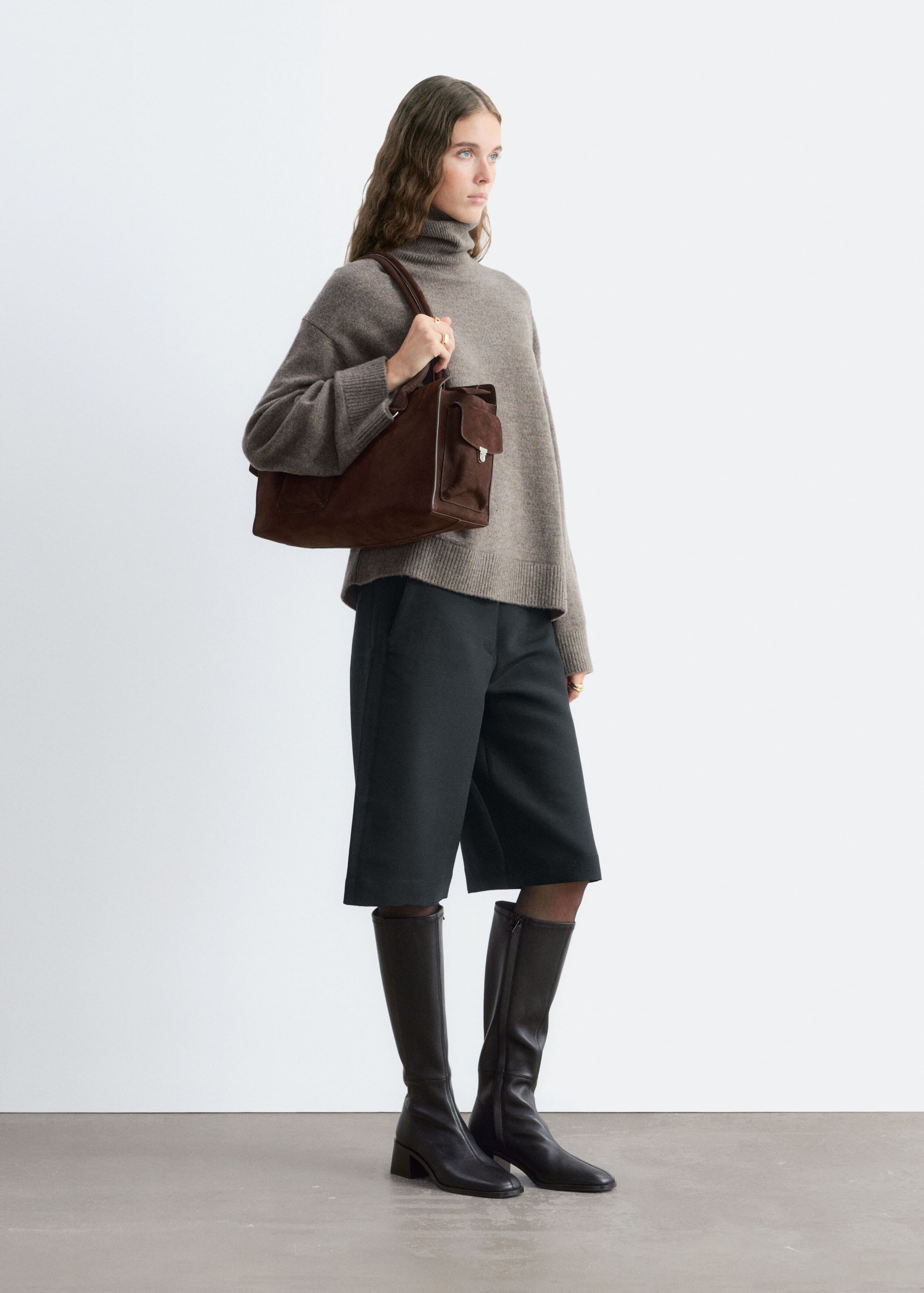 Wool-Cotton Turtleneck Jumper - Dark Blue - Lookbook