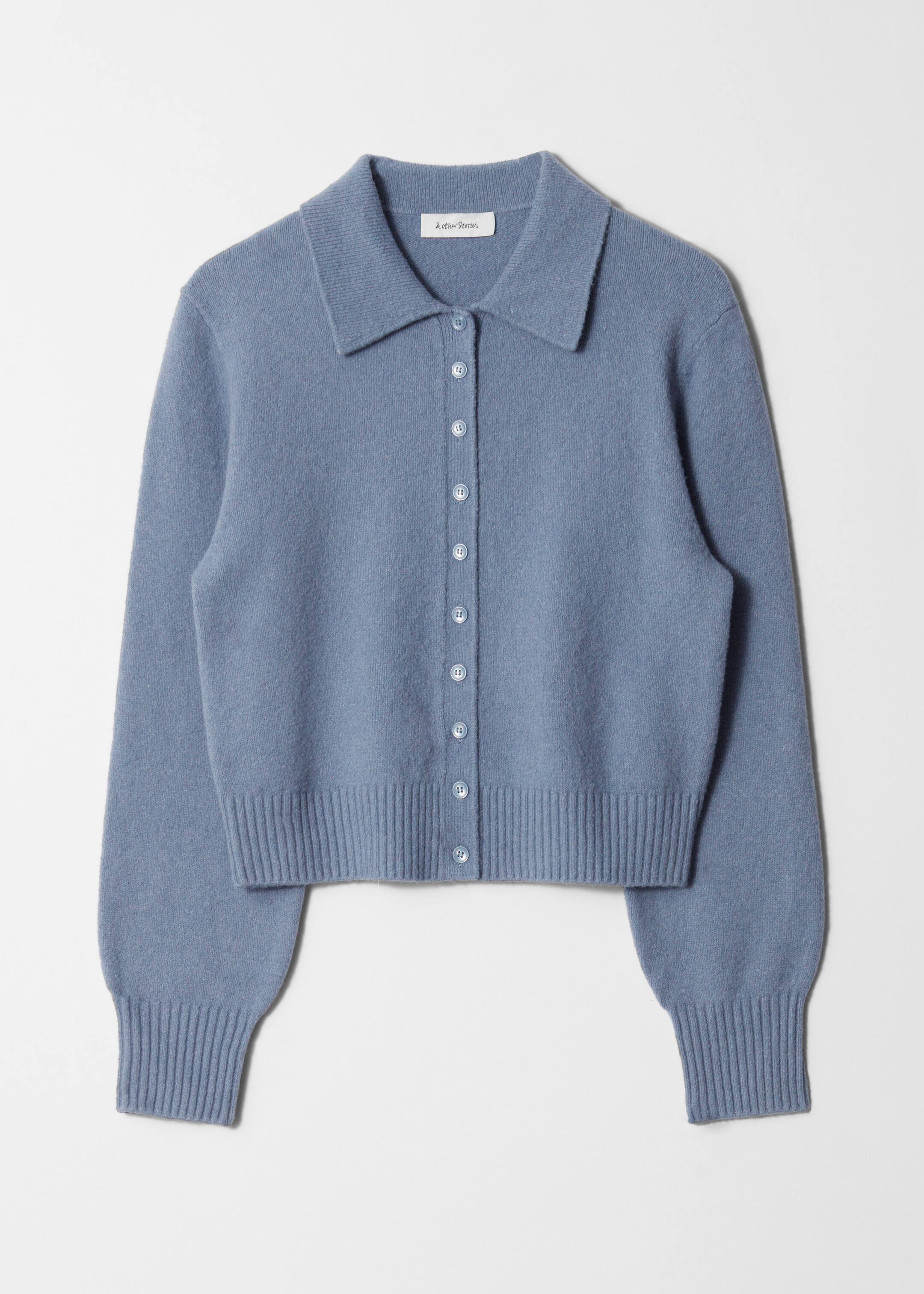 View larger image: Knitted Collar Cardigan - Dusty Blue - Ladies | H&M GB 5