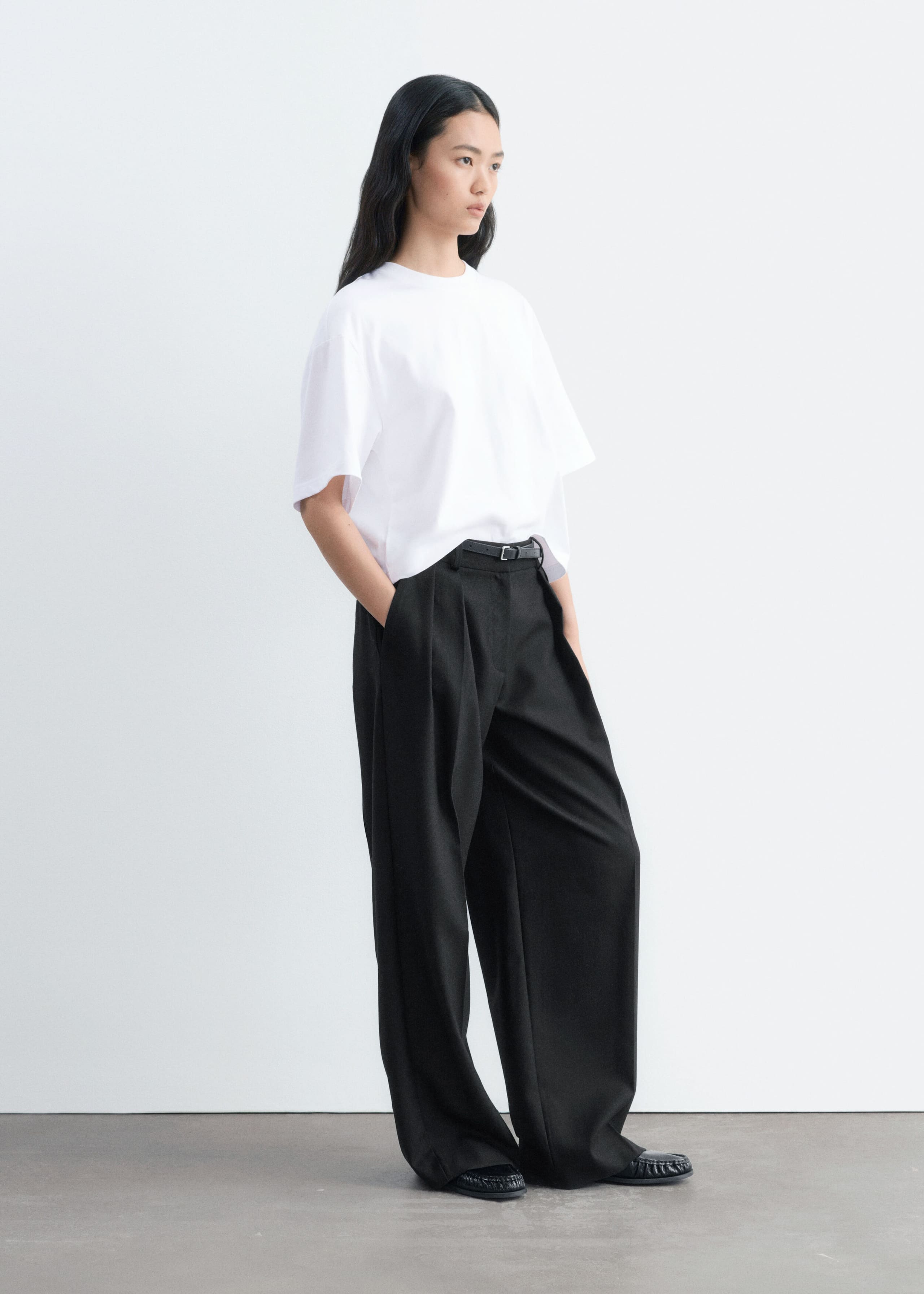 Boxy Cotton T-Shirt - White - Lookbook
