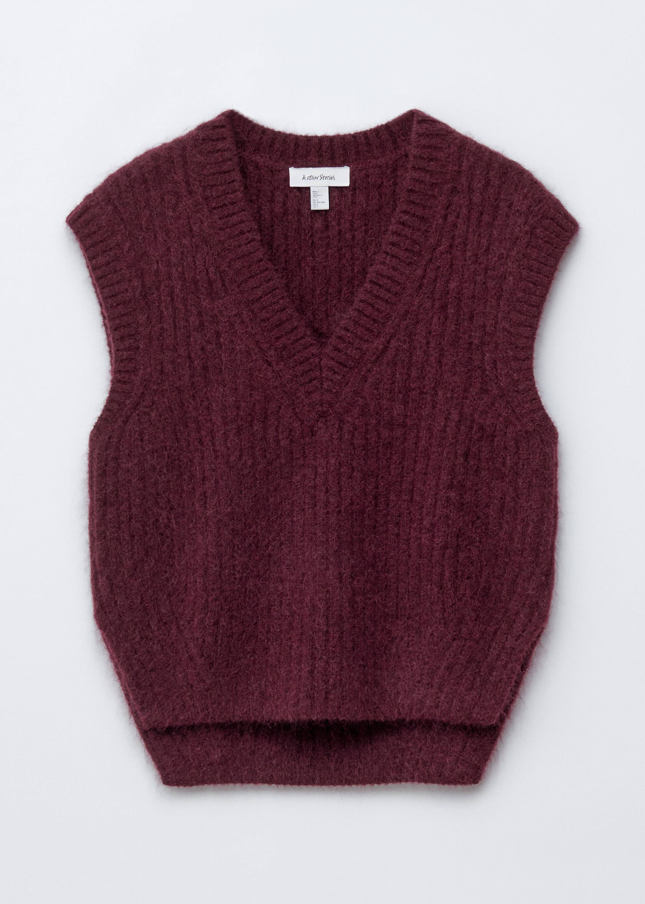 Größeres Bild ansehen: Strickweste mit V-Ausschnitt aus Mohair-Mix - Weinrot - Ladies | H&M DE 6