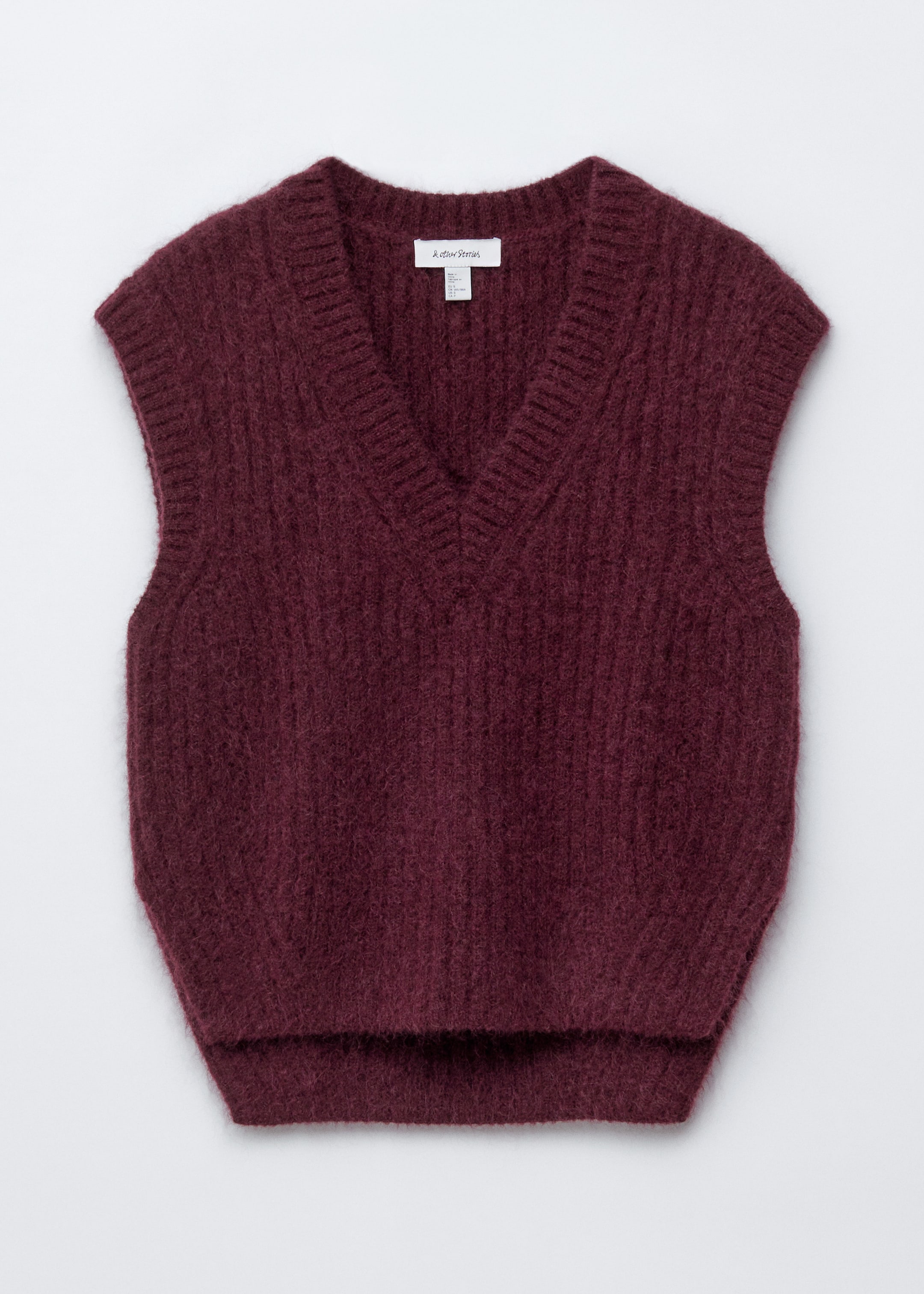 Größeres Bild anzeigen: Strickweste mit V-Ausschnitt aus Mohair-Mix - Weinrot - Ladies | H&M AT 6