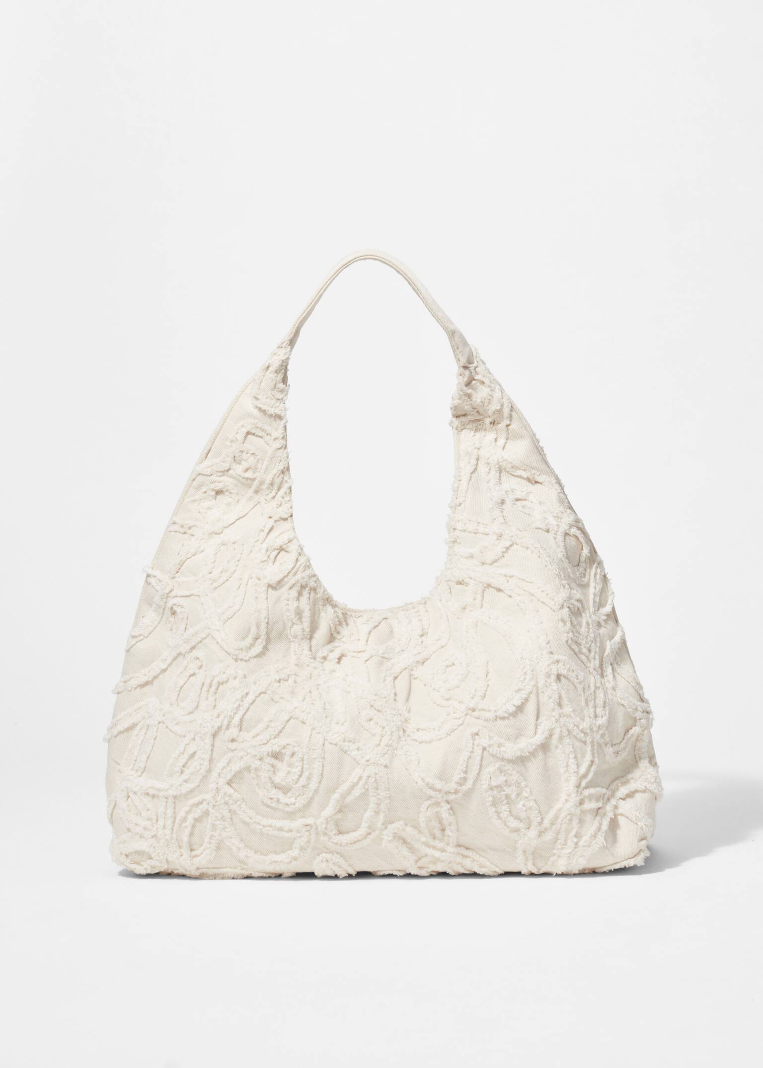 Kis hímzett farmer táska - Krém/Denim Blue - 2