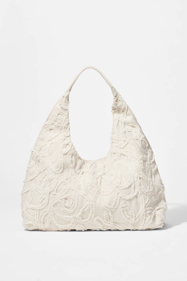 Small Appliquéd Denim Bag - Cream - 1