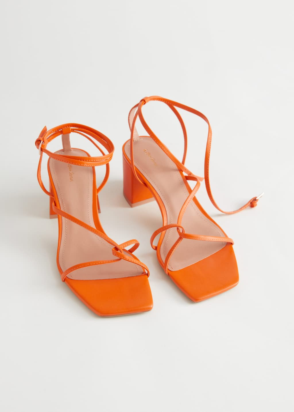 Sandales en cuir à talons et lanières - Orange - Still Life