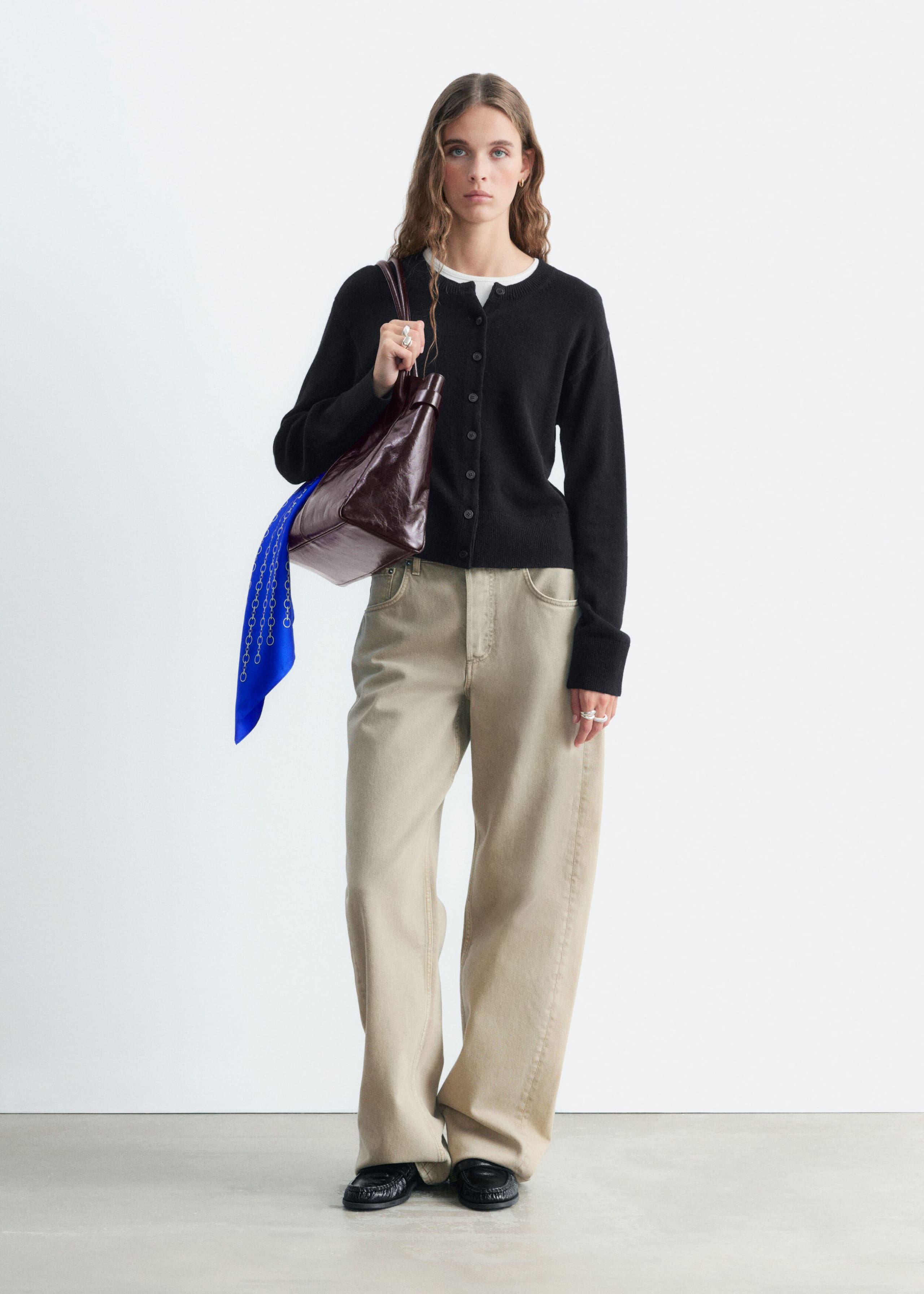 Thin-Knit Cardigan - Black - Lookbook