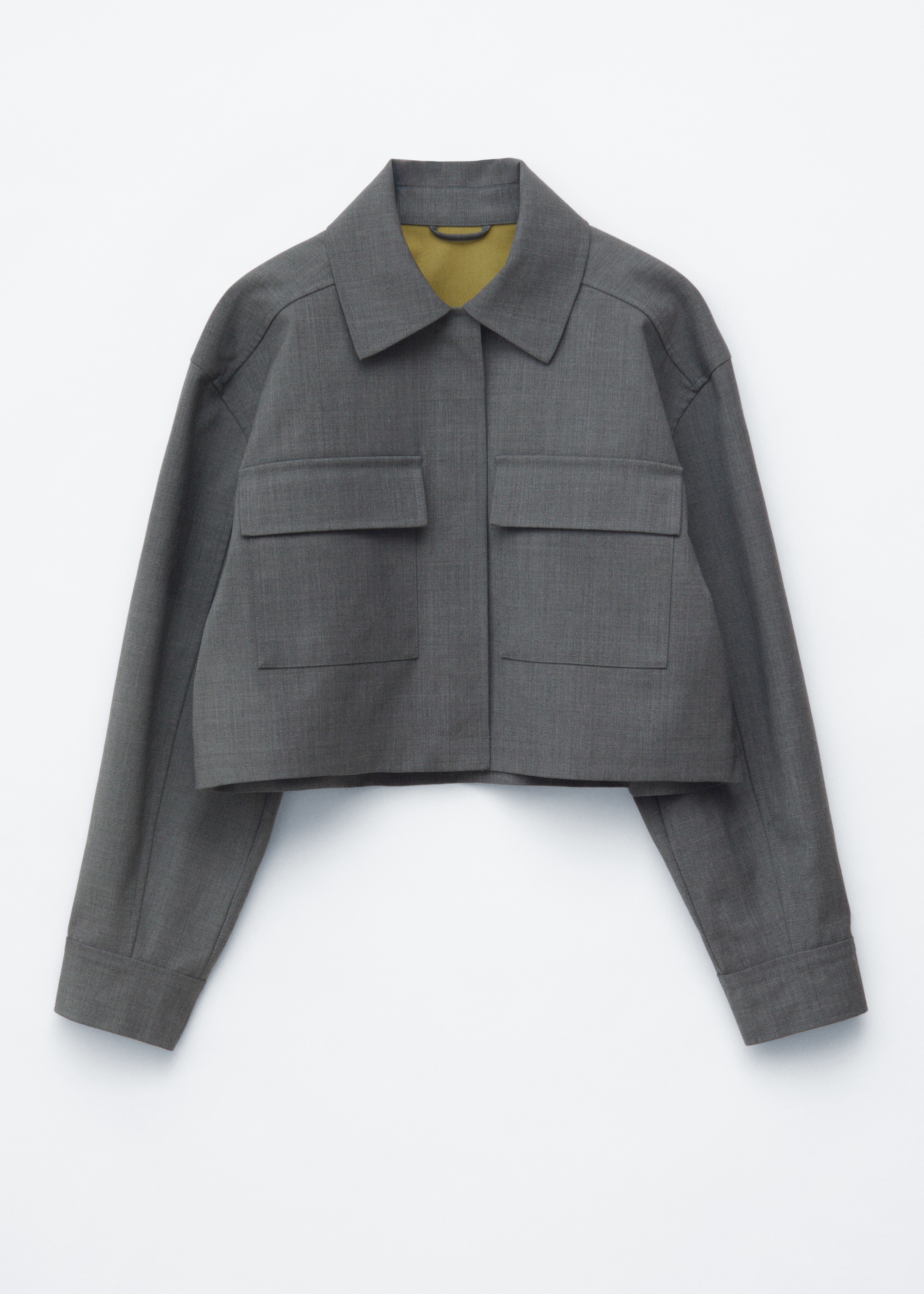 Giacca cropped in lana - Grigio scuro