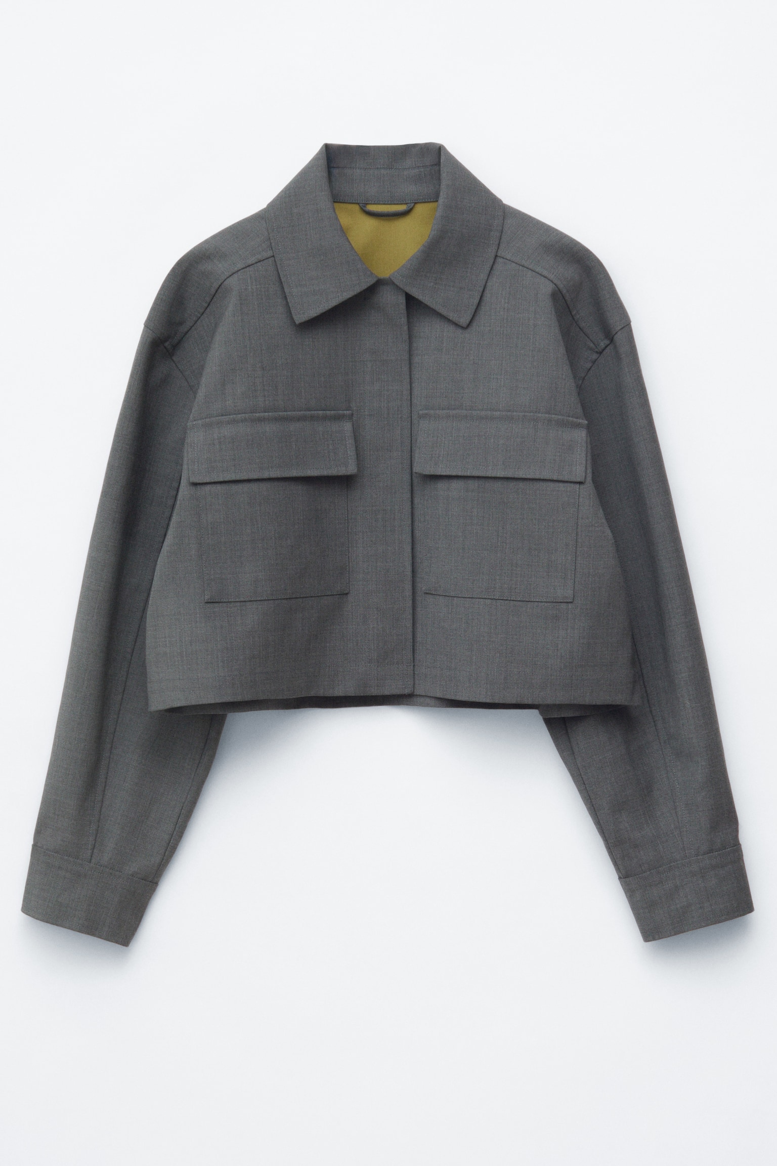 Casaco de lã curto - Cinzento escuro