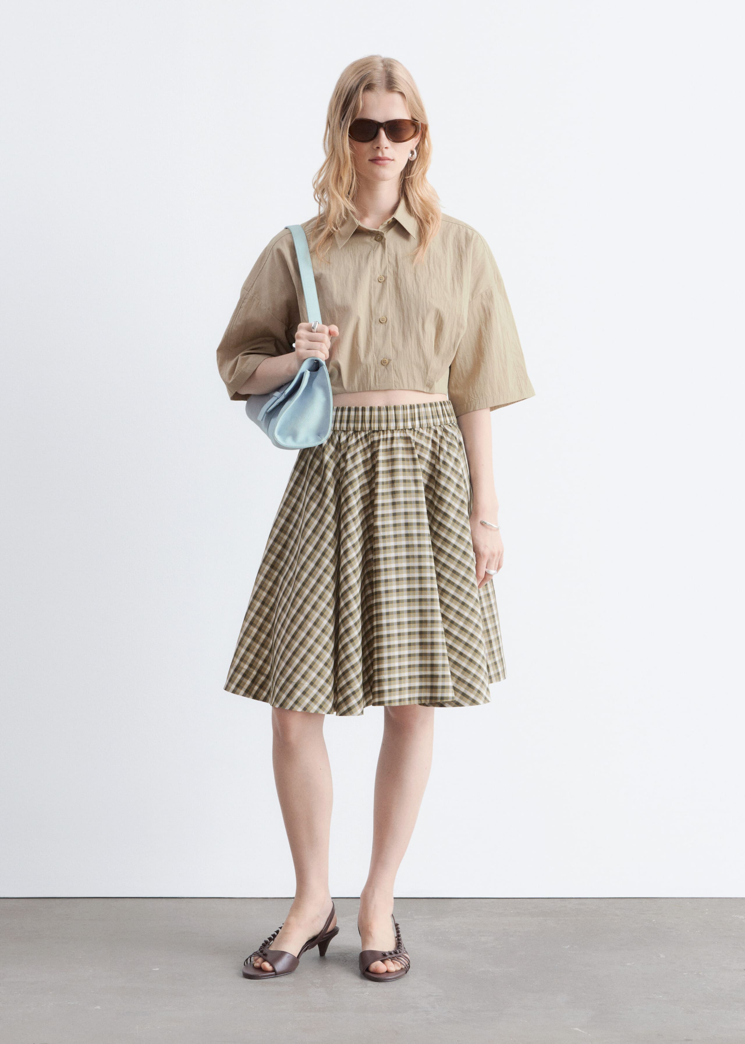 Chemise courte à ourlet plissé - Bright Pink - Lookbook