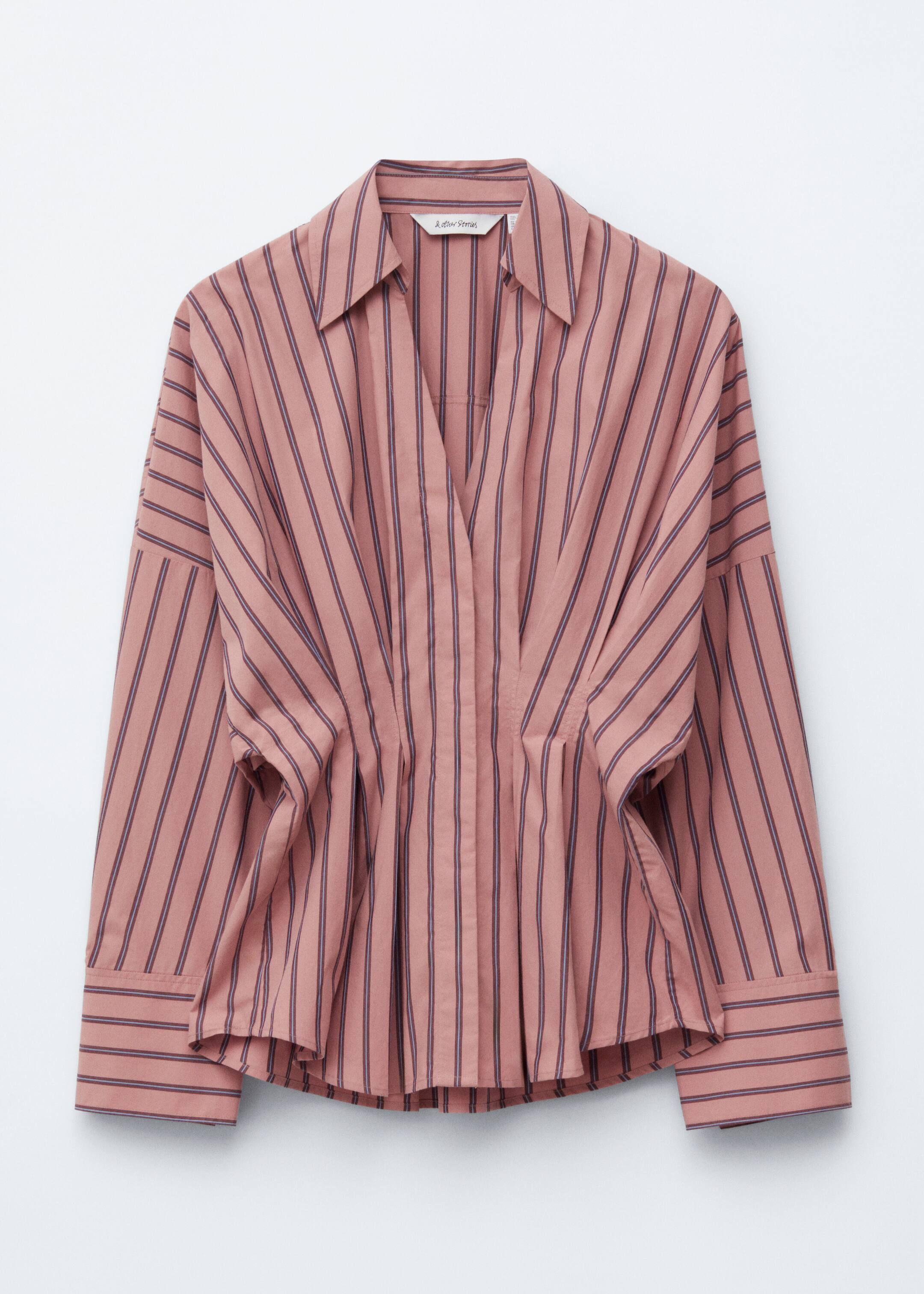 Visa större bild: Bomullsskjorta med figurnära midja - Puderrosa/randig - DAM | H&M SE 7