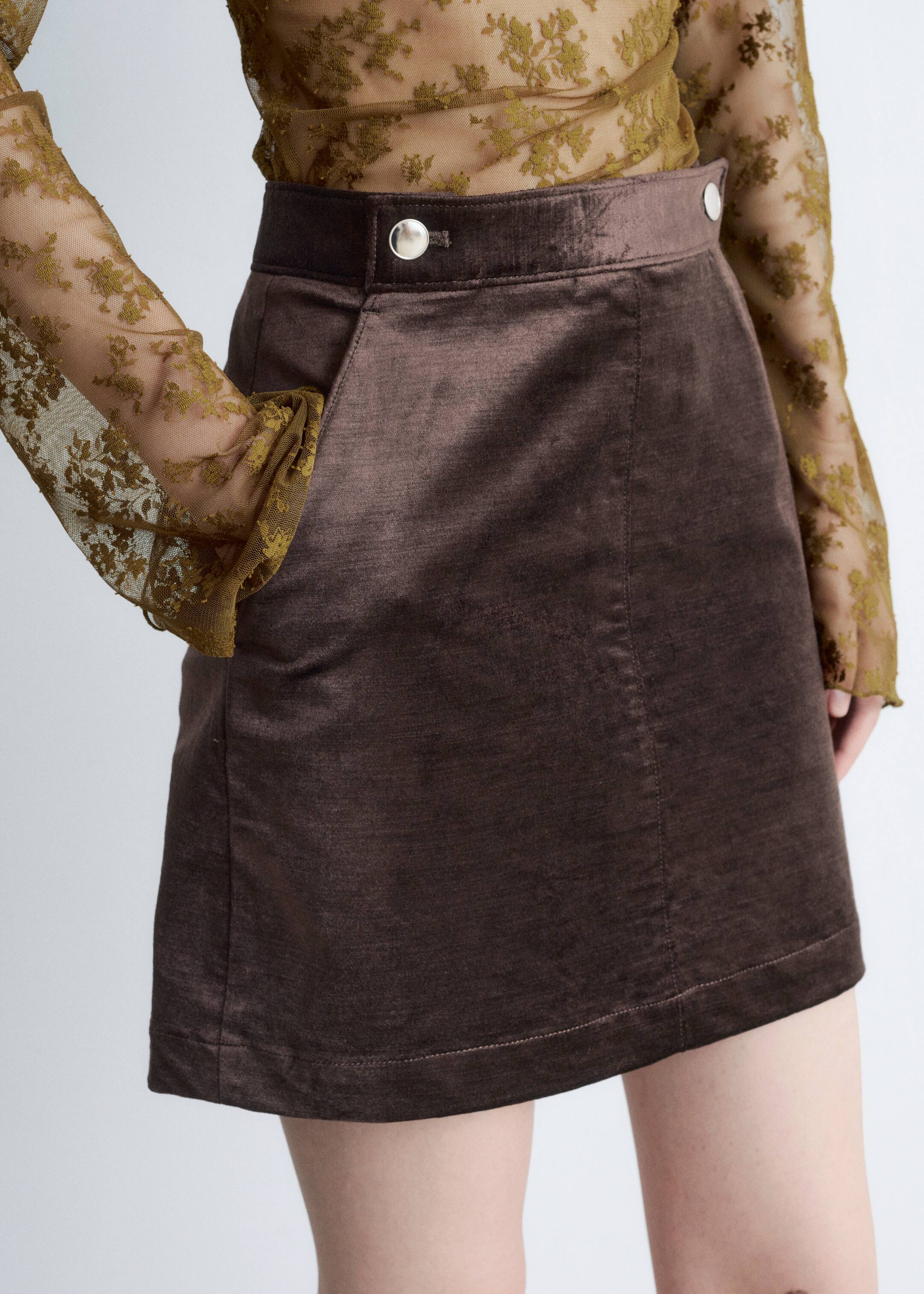 Zobacz większy obraz: Aksamitna spódnica mini - Ciemnobrązowy - ONA | H&M PL 4